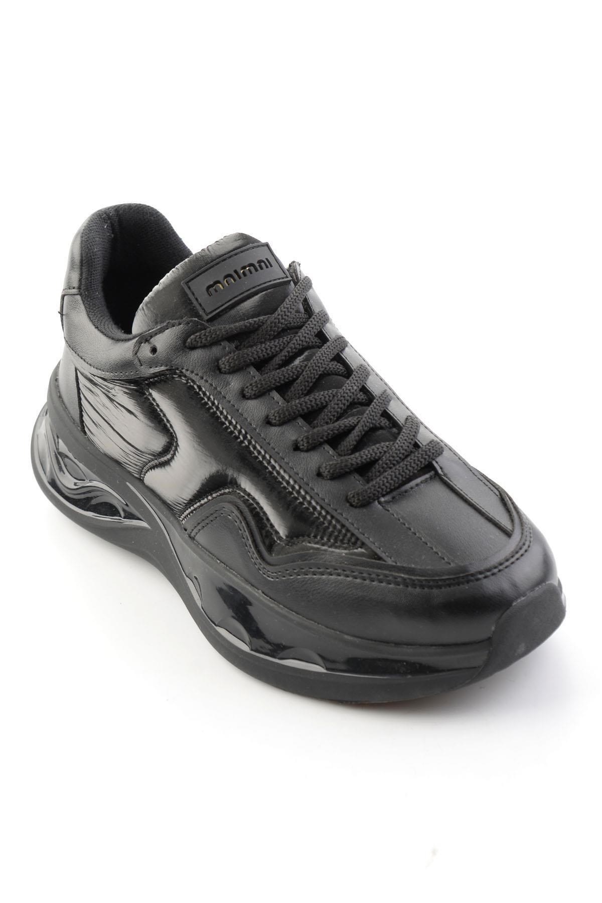 Siyah Siyah Streç  Kadın Sneaker K01228092409