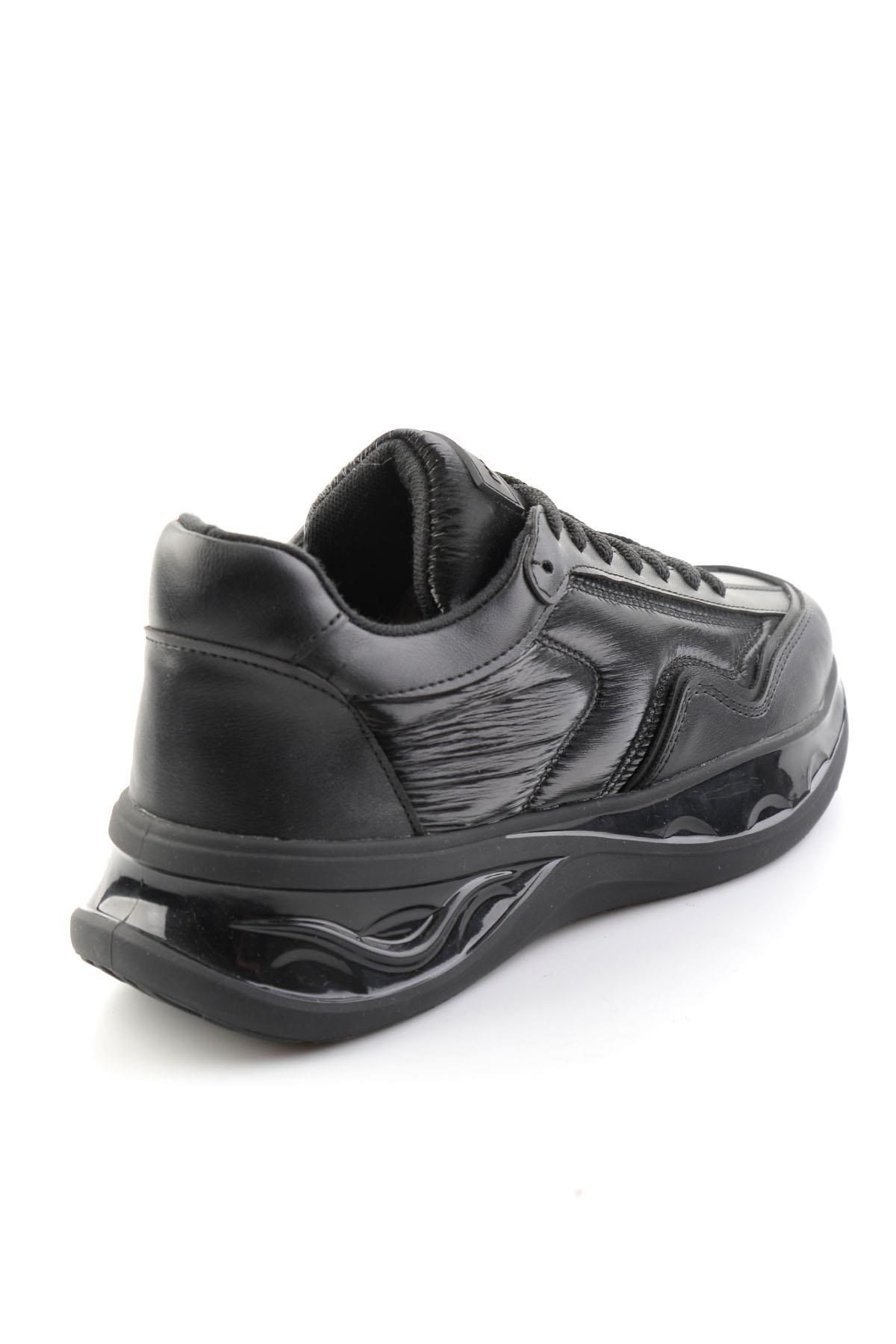 Siyah Siyah Streç  Kadın Sneaker K01228092409