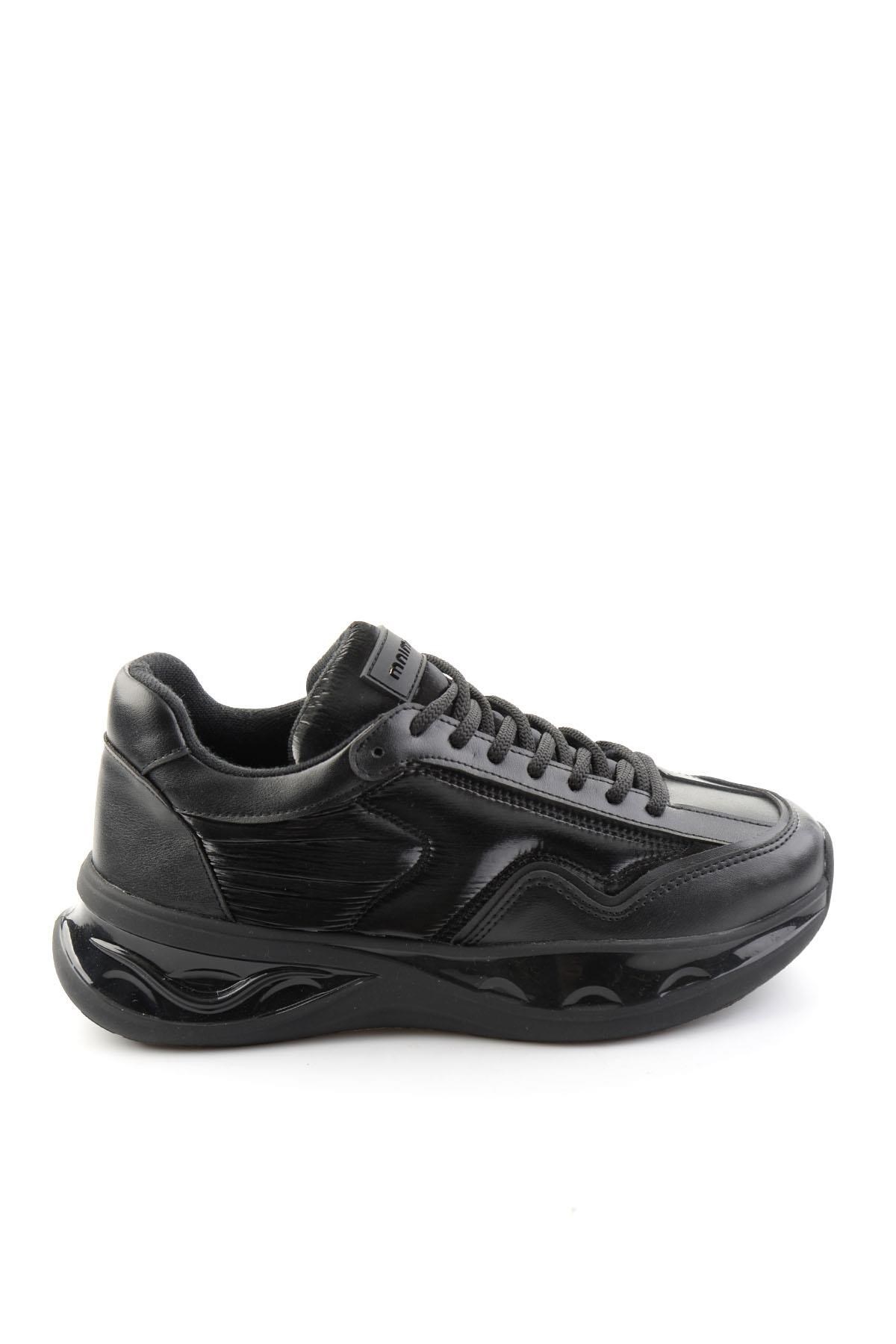 Siyah Siyah Streç  Kadın Sneaker K01228092409