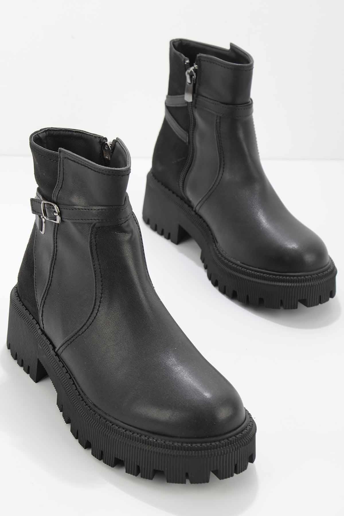 Siyah Siyah Süet  Kadın Bot & Bootie K02586211509