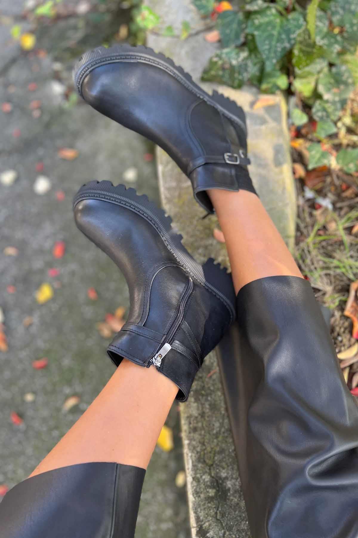 Siyah Siyah Süet  Kadın Bot & Bootie K02586211509