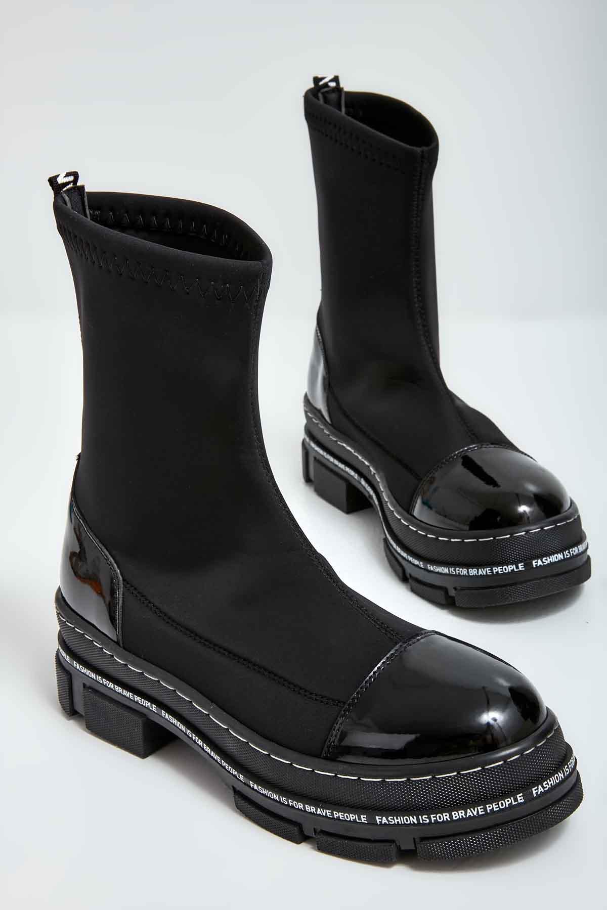 Siyah Streç  Kadın Bot & Bootie K02643173017
