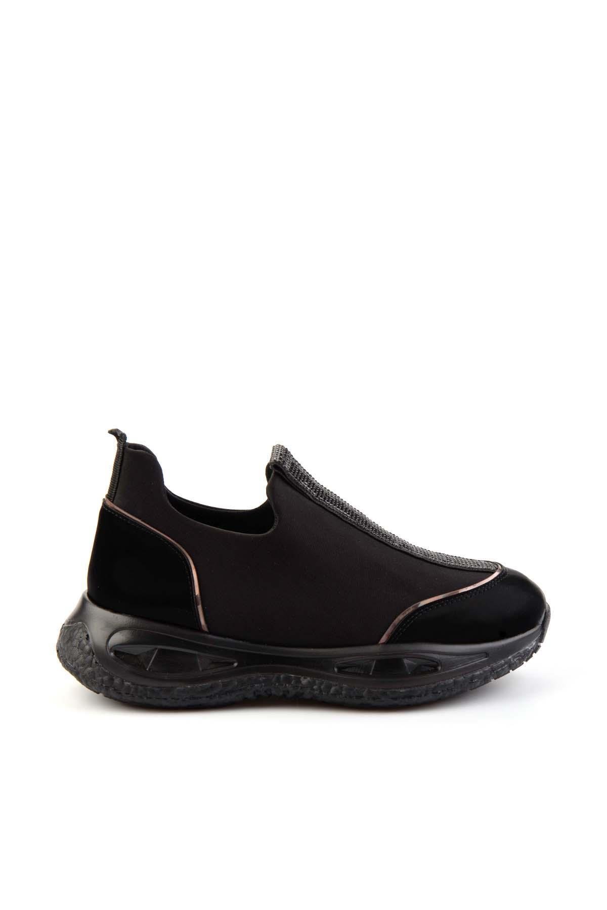Siyah Streç  Kadın Sneaker K01212041517