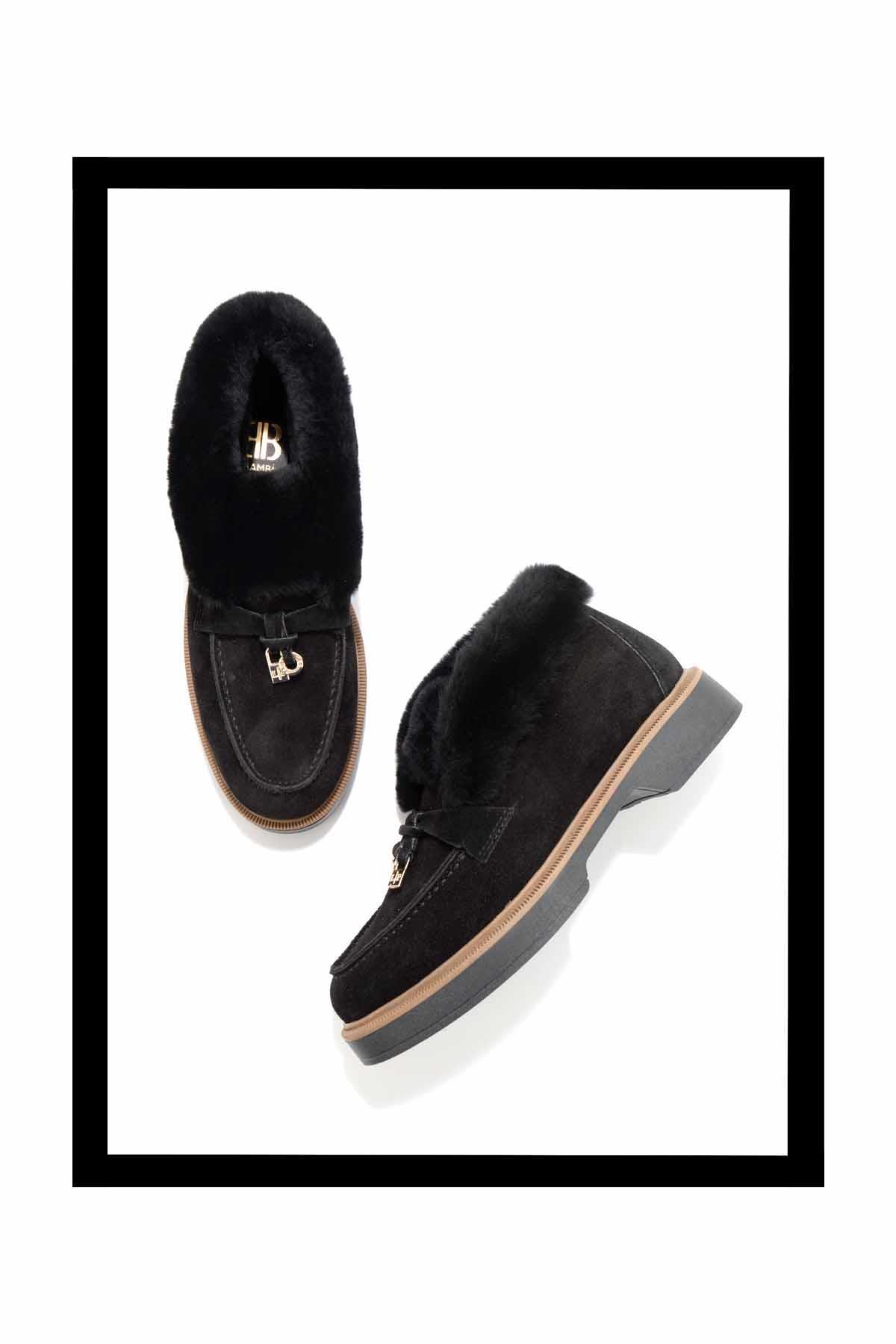 Siyah Süet Hakiki Deri Kadın Bot & Bootie K02274320002