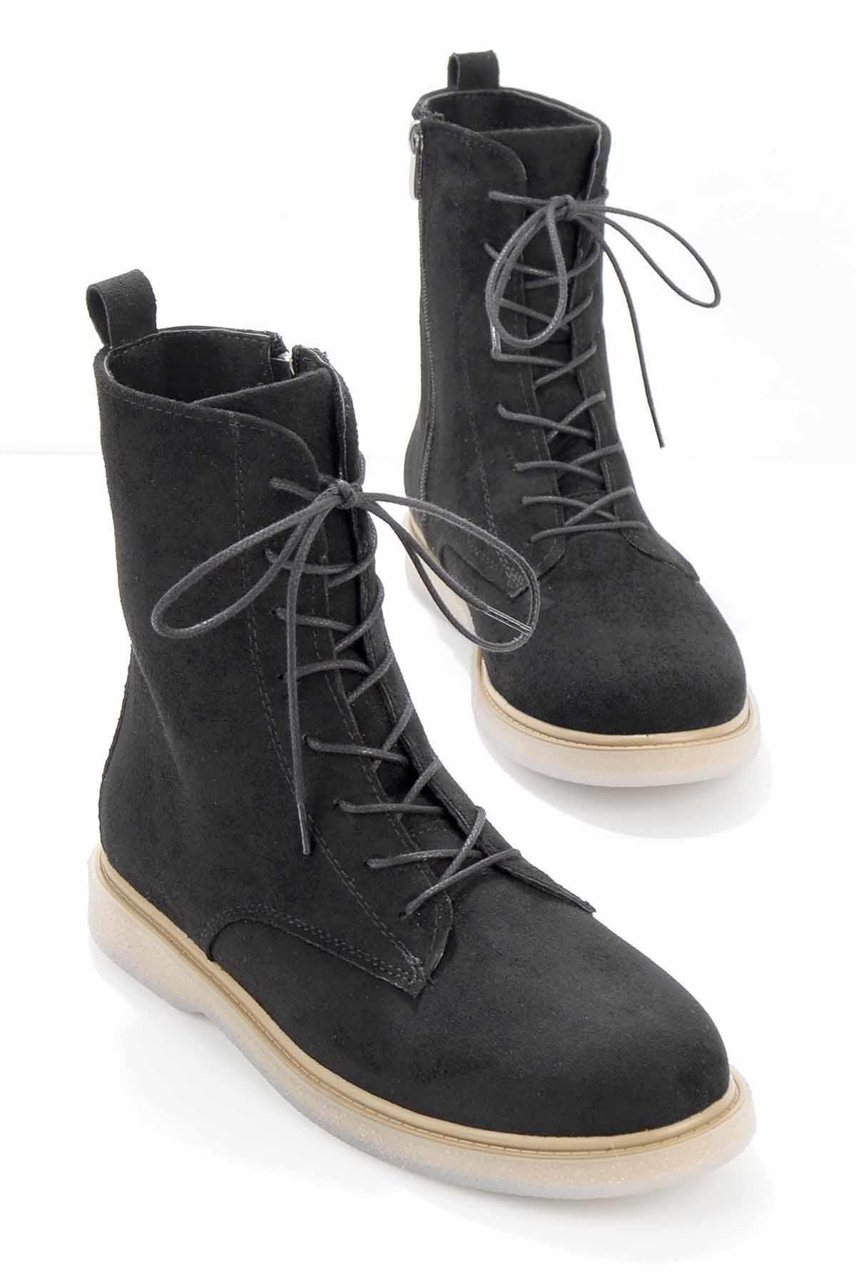 Siyah Süet  Kadın Bot & Bootie K02116010502