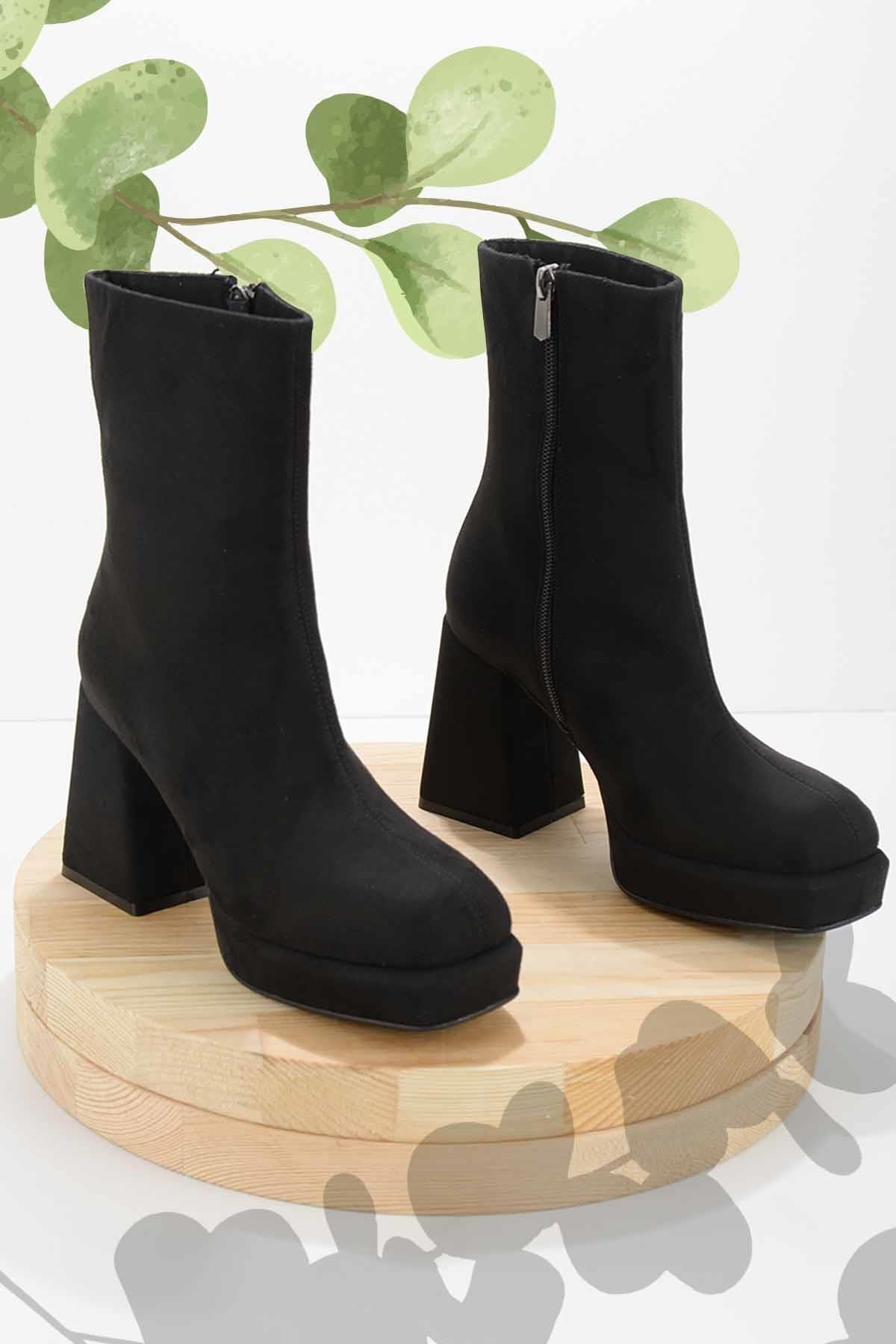 Siyah Süet  Kadın Bot & Bootie K02688190202