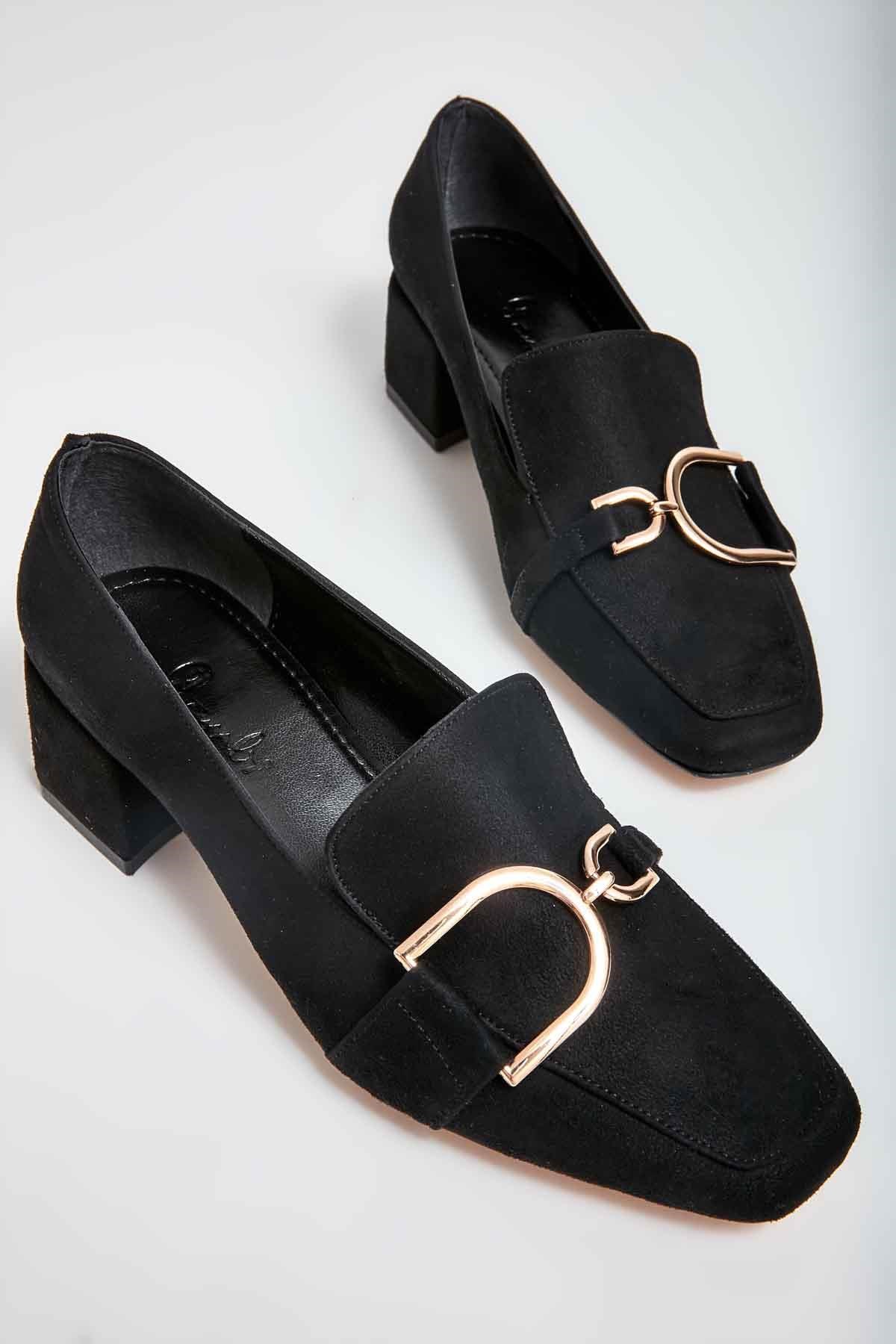 Siyah Süet  Kadın Klasik Topuklu Ayakkabı M0840536065