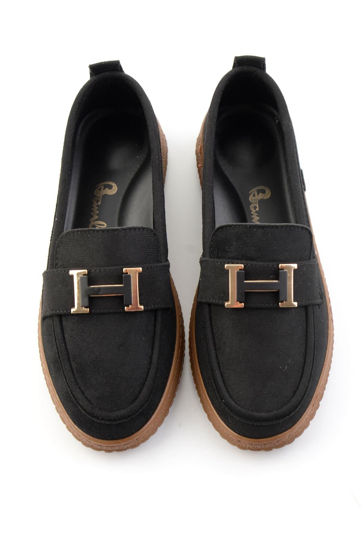 Siyah Süet  Kadın Loafer Ayakkabı K01536105472