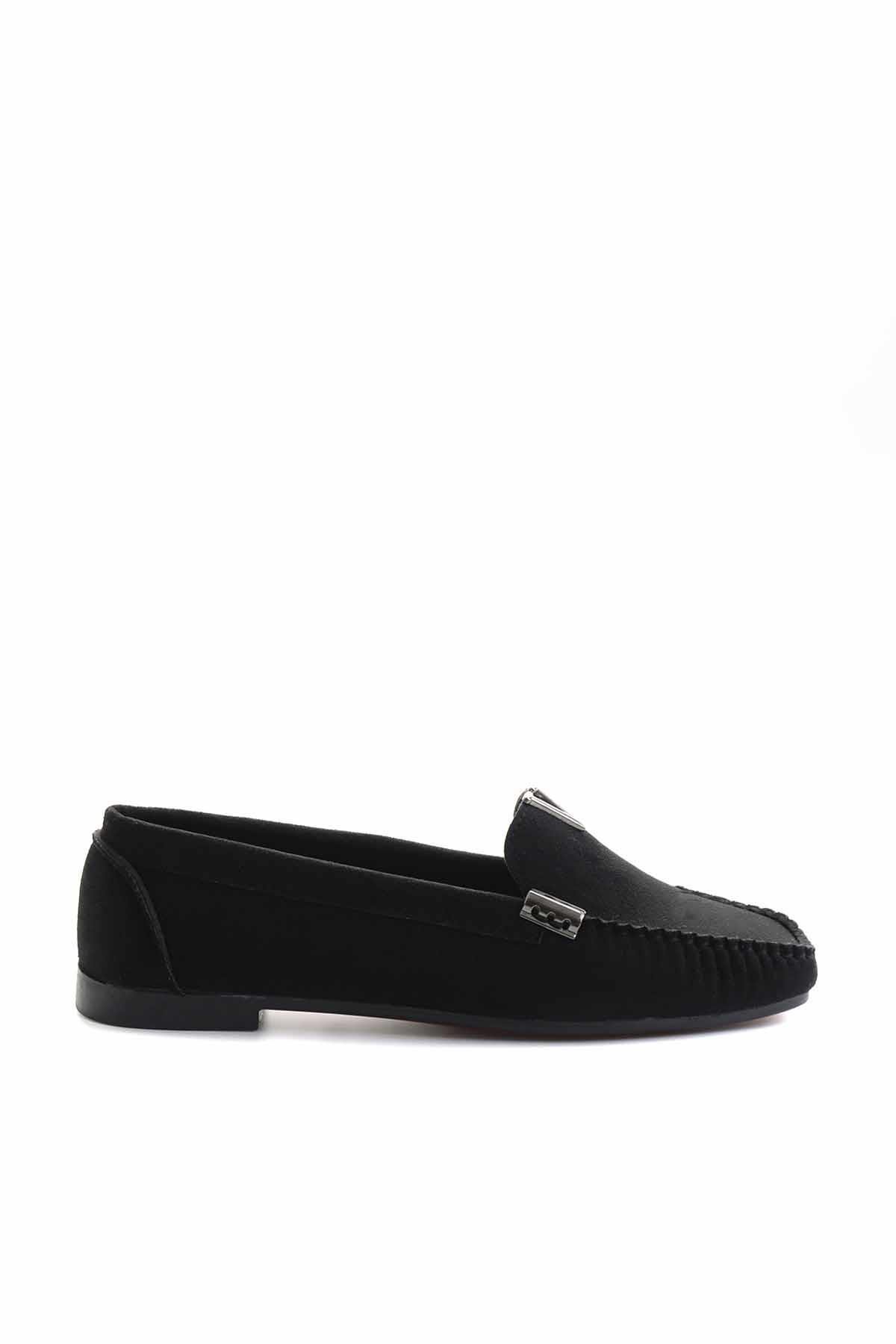 Siyah Süet  Kadın Loafer Ayakkabı K01542030465