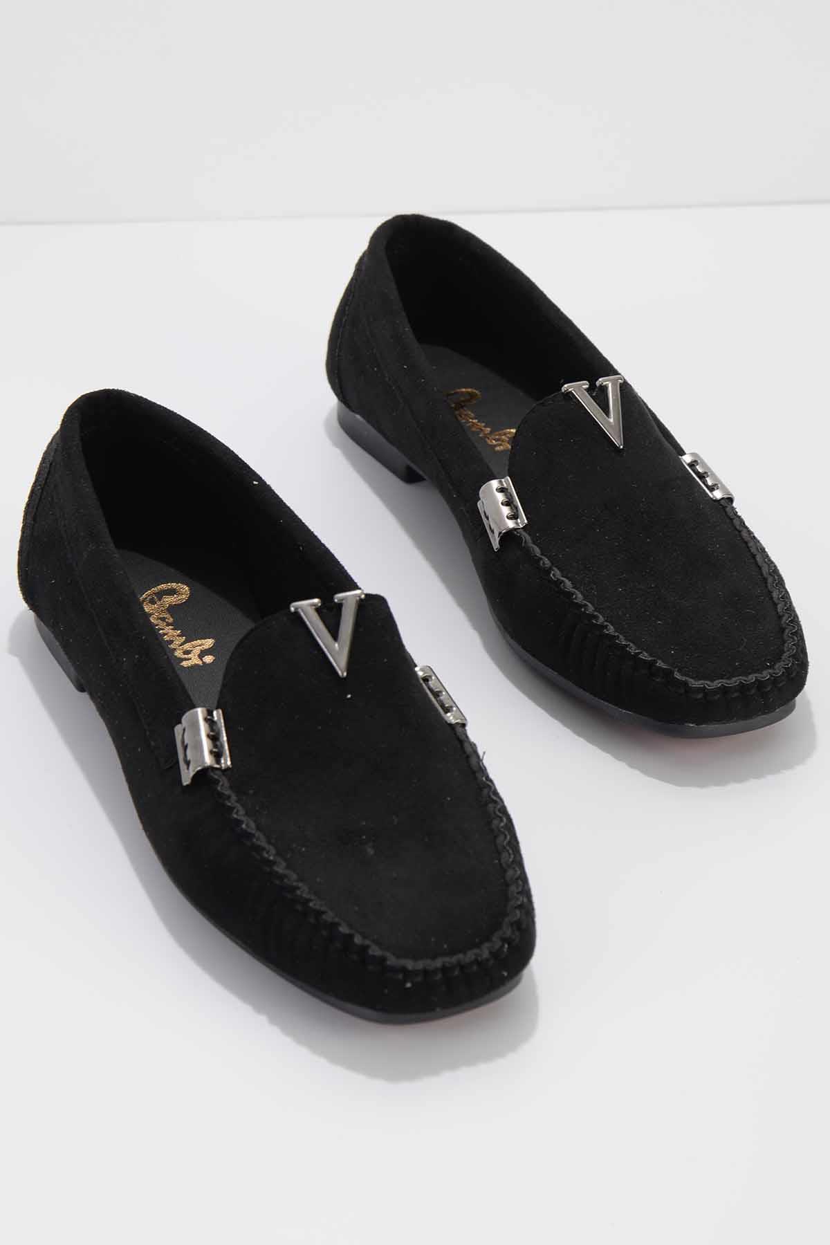 Siyah Süet  Kadın Loafer Ayakkabı K01542030465