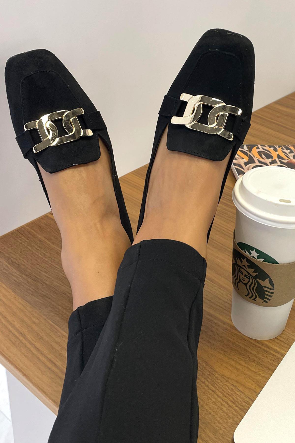 Siyah Süet  Kadın Loafer Ayakkabı K01641165102