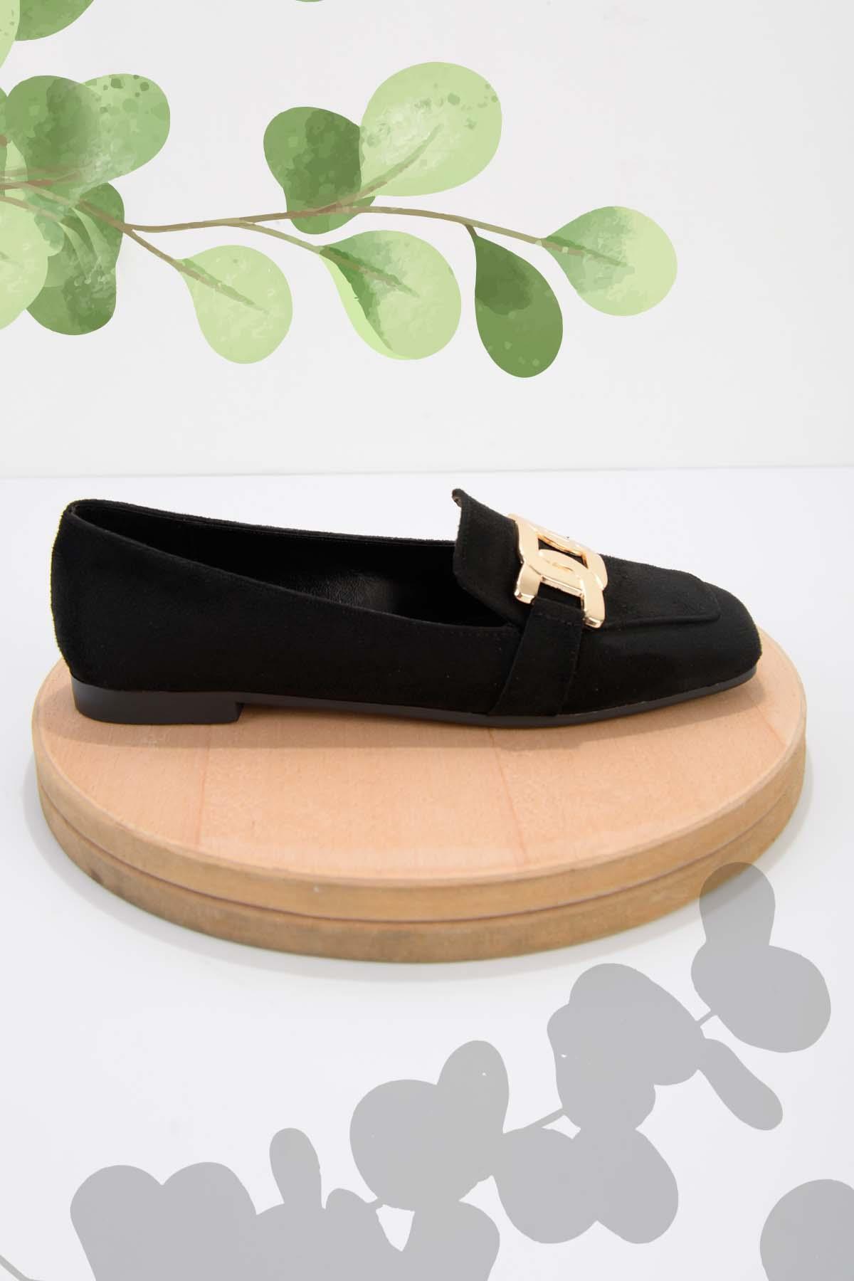 Siyah Süet  Kadın Loafer Ayakkabı K01641165102