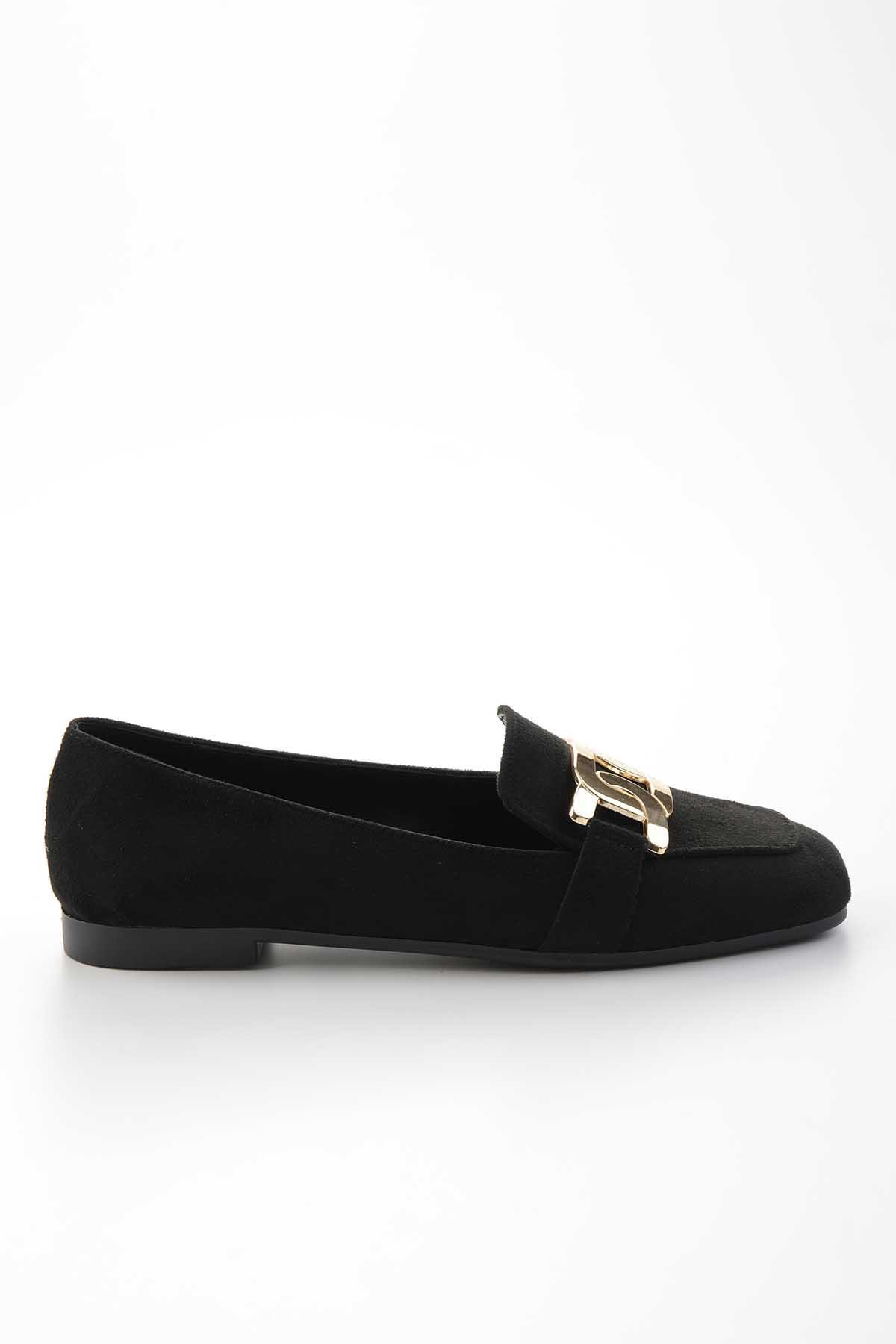 Siyah Süet  Kadın Loafer Ayakkabı K01641165102