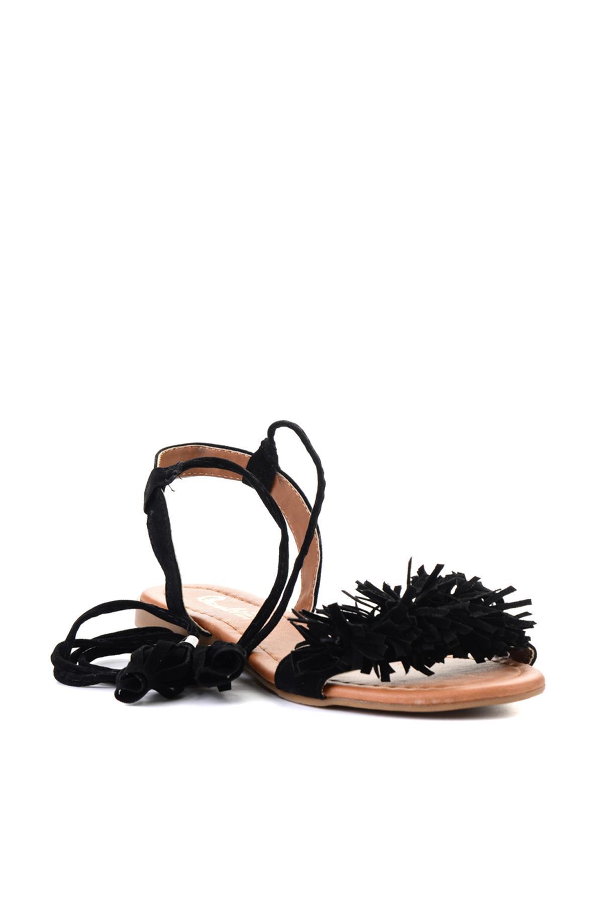 Siyah Süet  Kadın Sandalet K05503172572