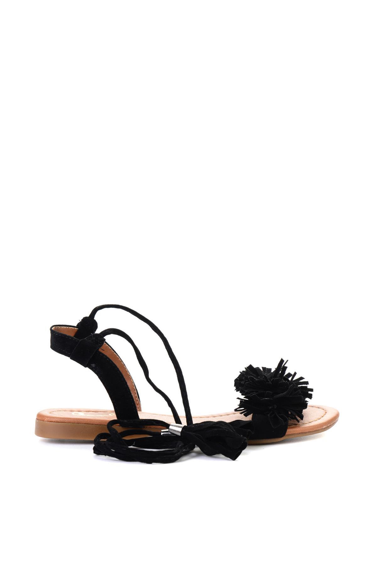 Siyah Süet  Kadın Sandalet K05503172572