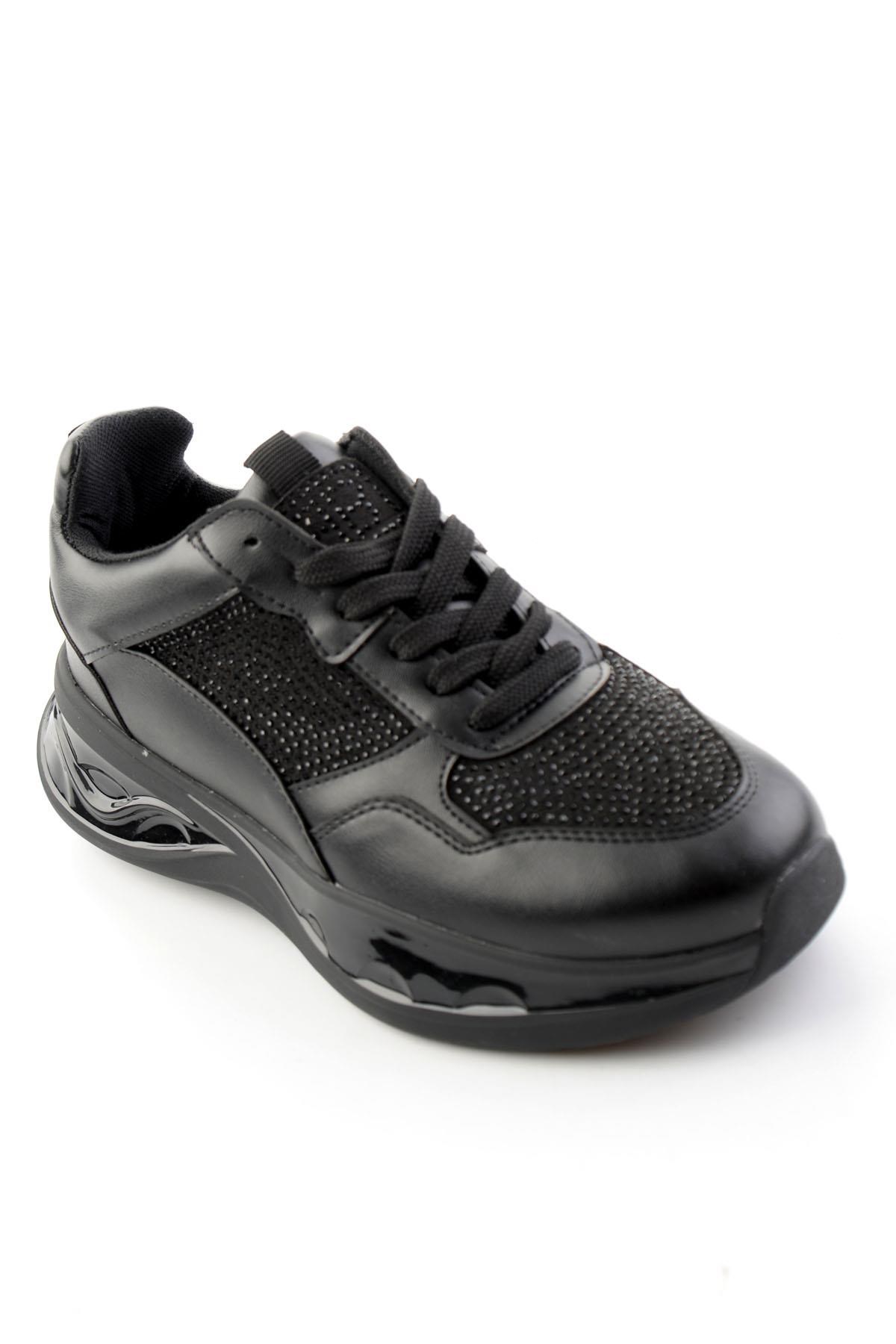 Siyah Taşlı  Kadın Sneaker K01228091587