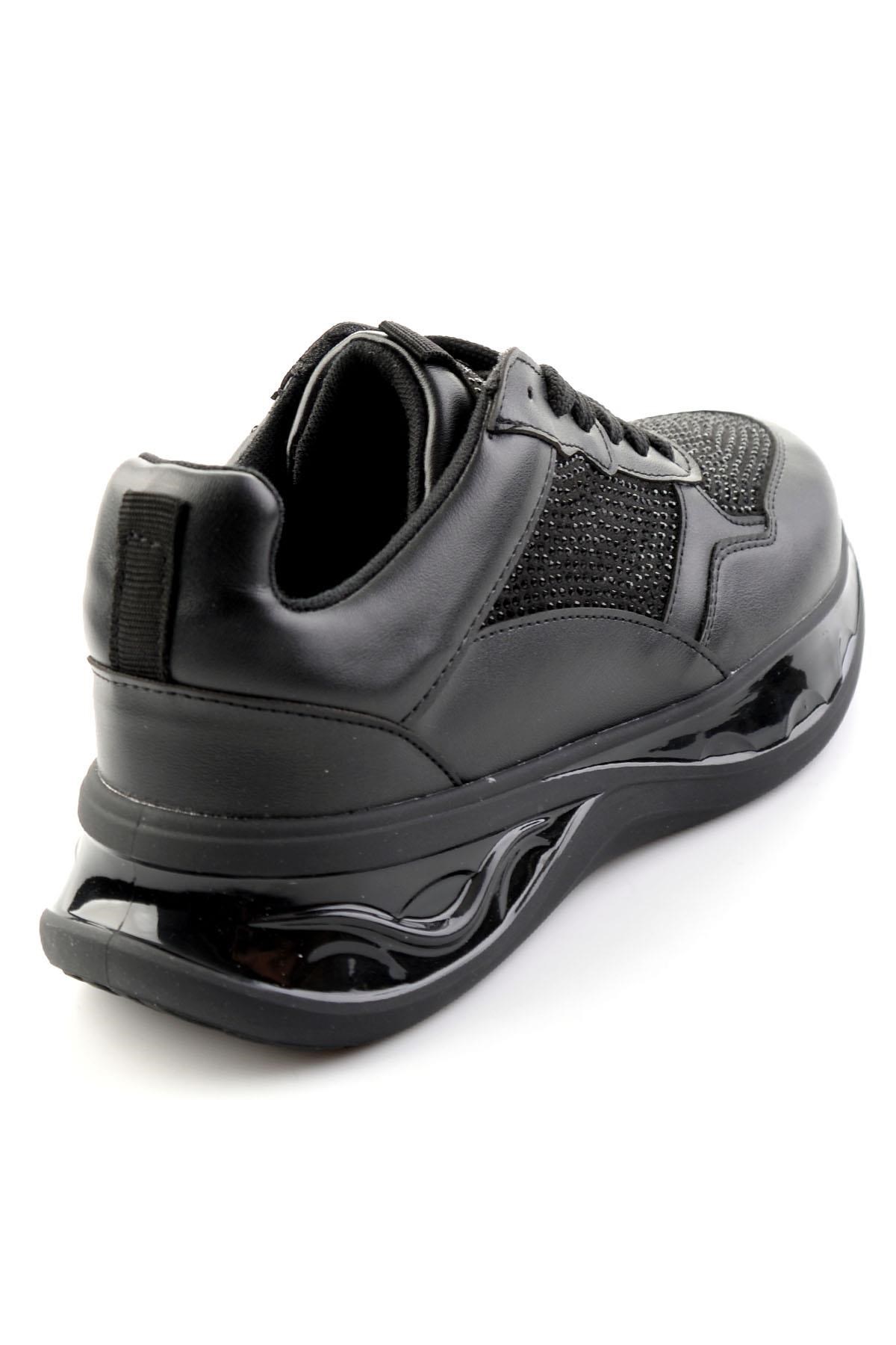 Siyah Taşlı  Kadın Sneaker K01228091587