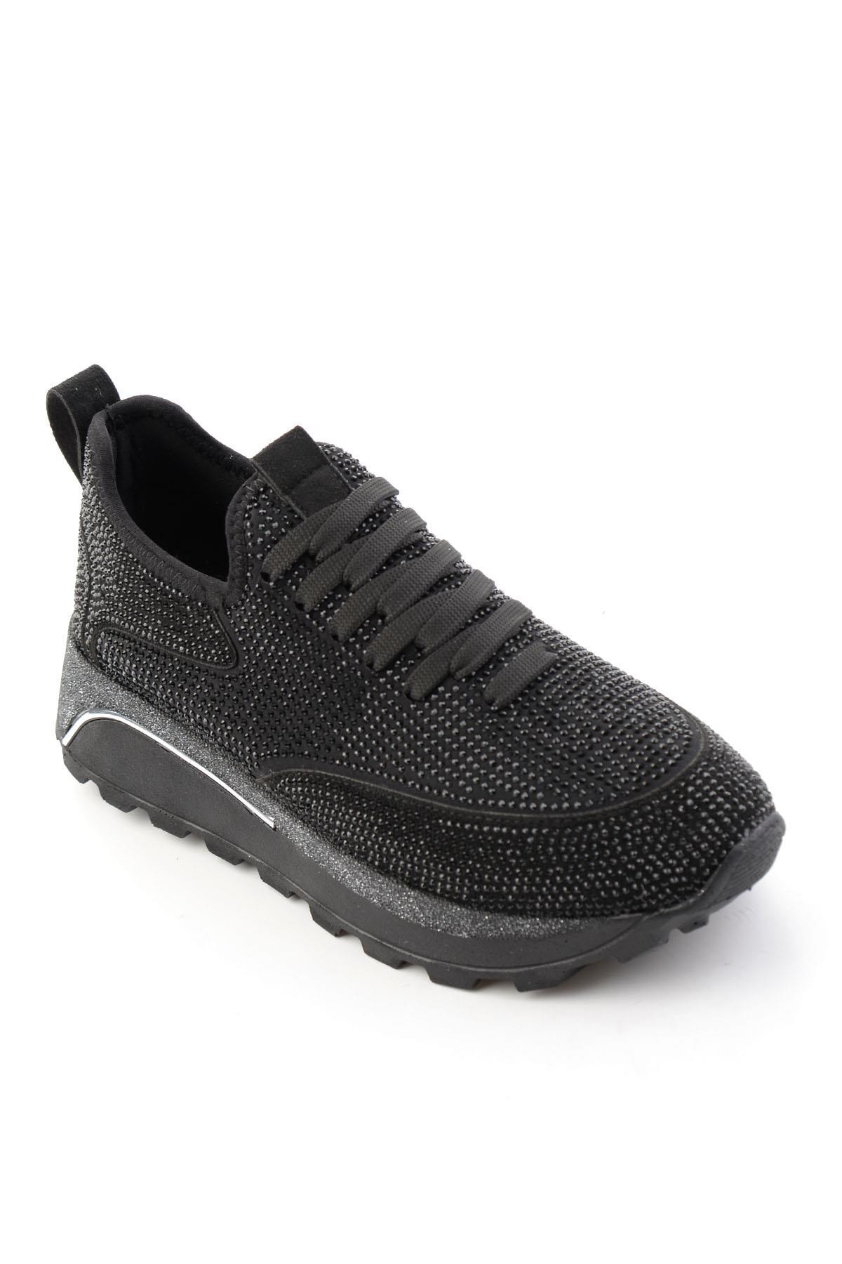 Siyah Taşlı  Kadın Sneaker K01834220187