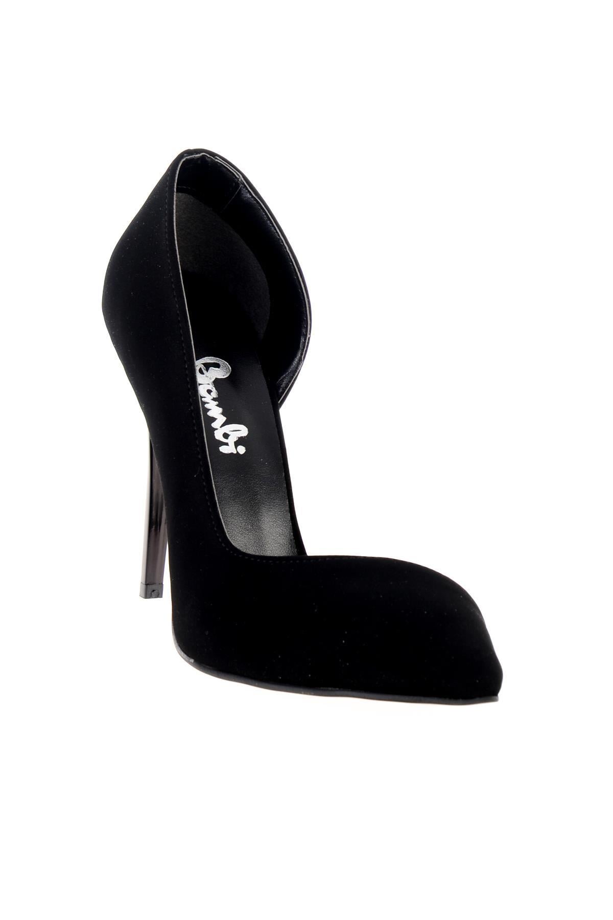 Siyah Velvet  Kadın Klasik Topuklu Ayakkabı K01596177206
