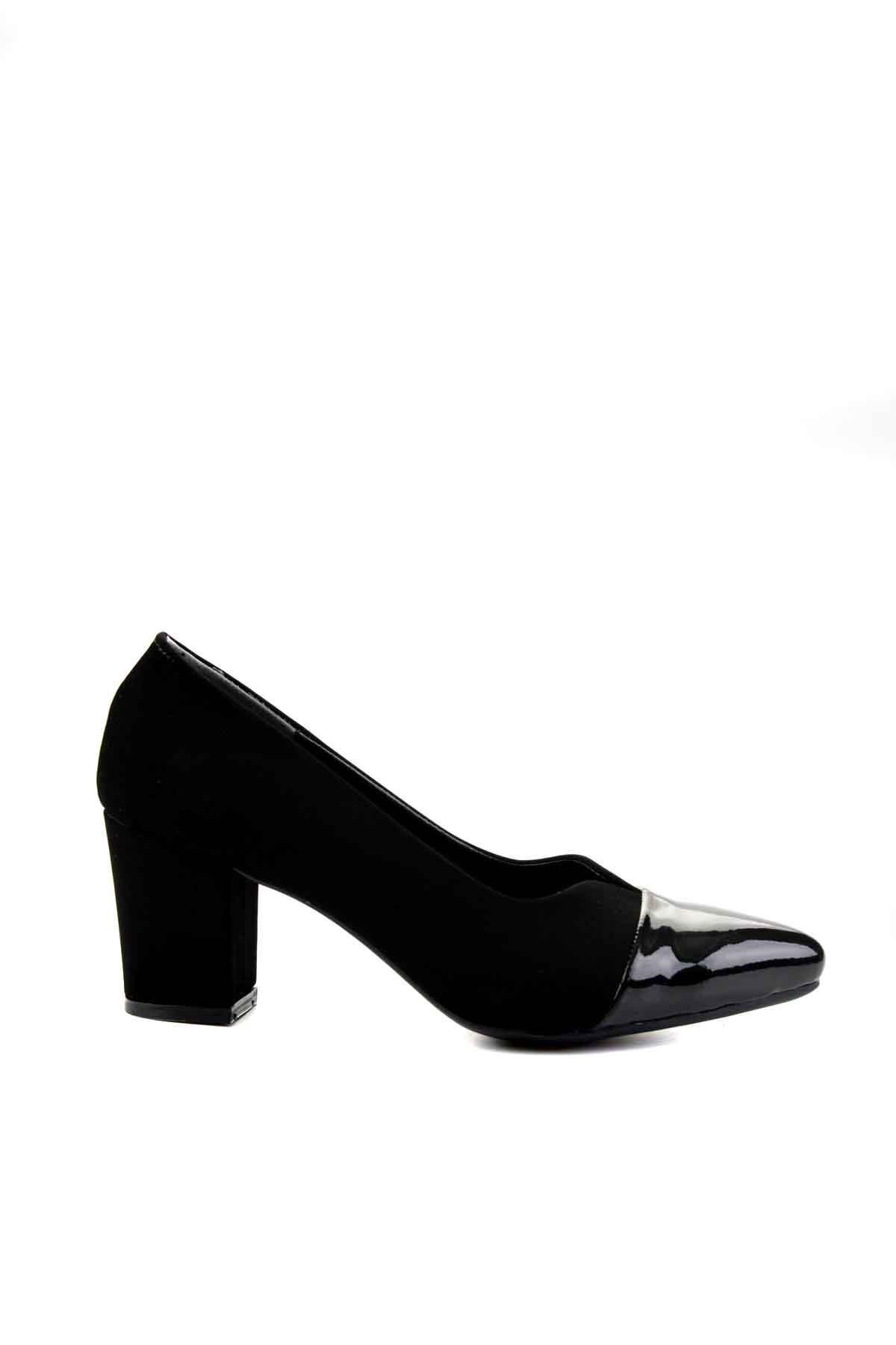 Siyah Velvet  Kadın Klasik Topuklu Ayakkabı M0764060206
