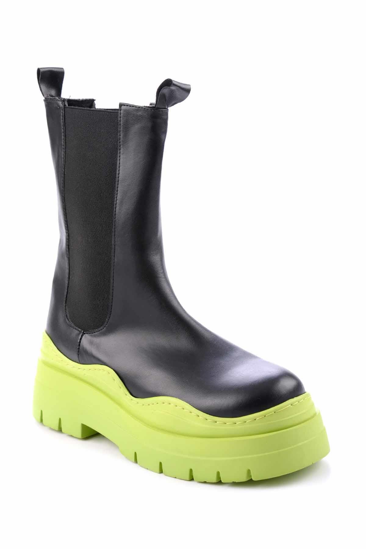 Siyah Yeşil  Kadın Bot & Bootie K02828193509
