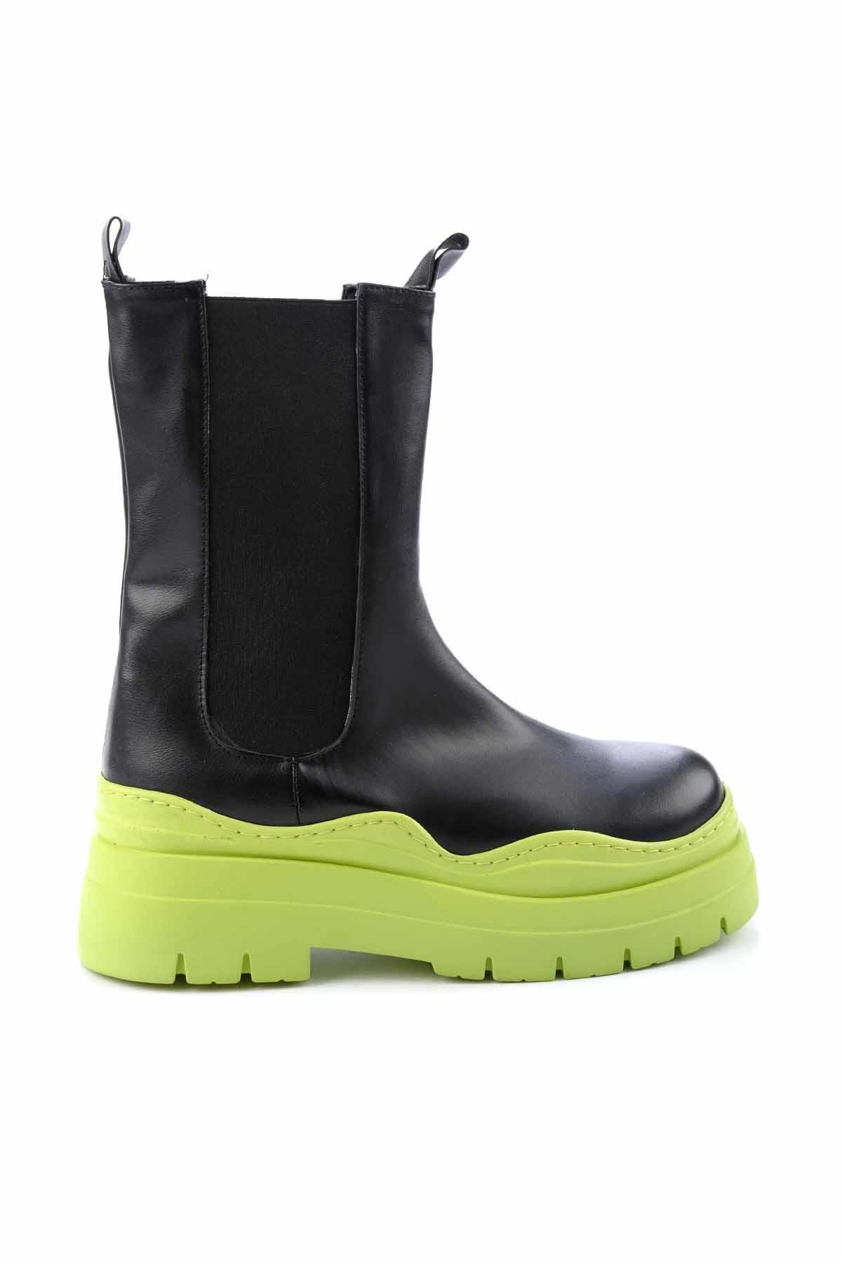 Siyah Yeşil  Kadın Bot & Bootie K02828193509