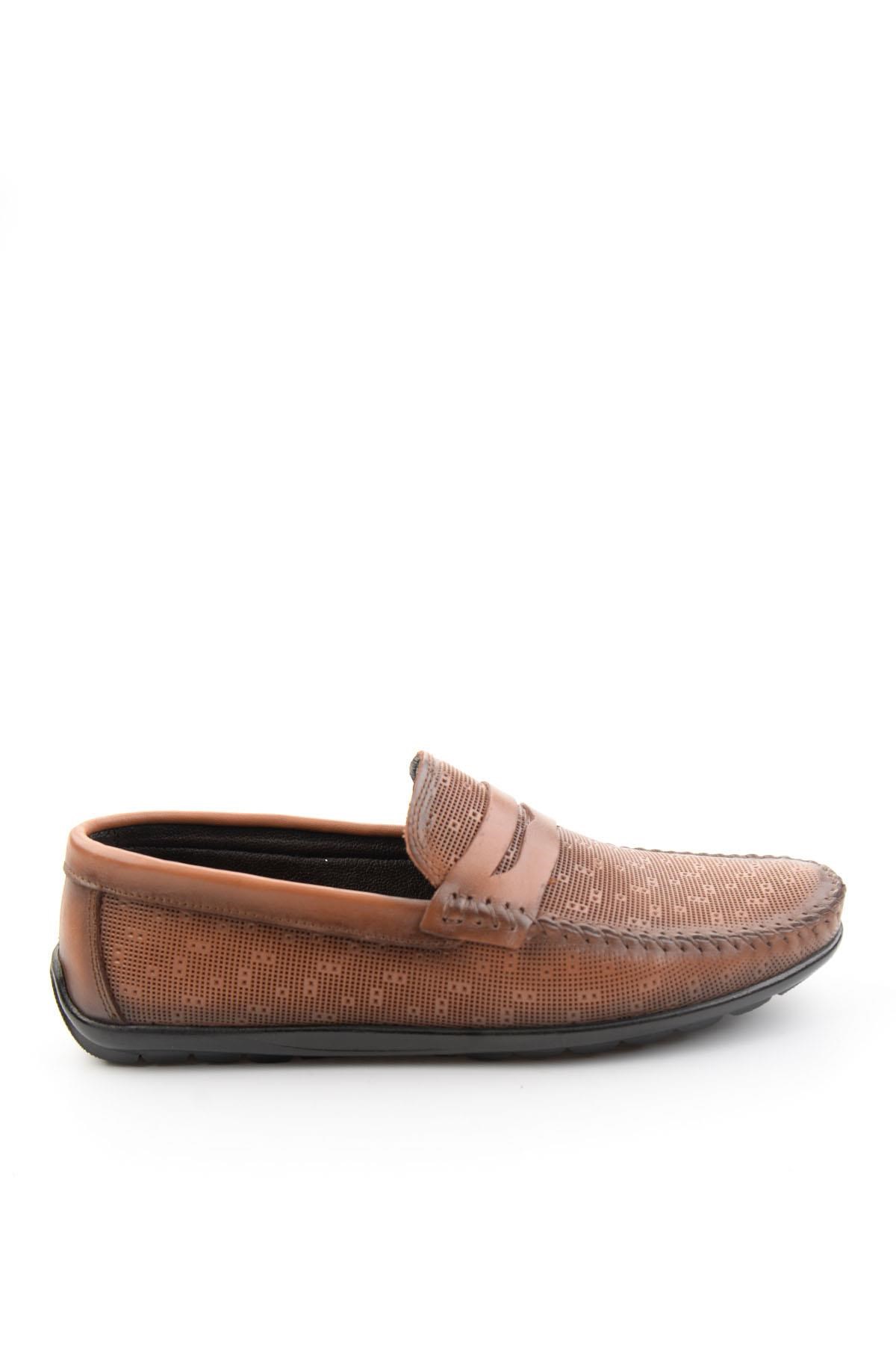 Taba Baskılı Hakiki Deri Erkek Loafer Ayakkabı E01697034003