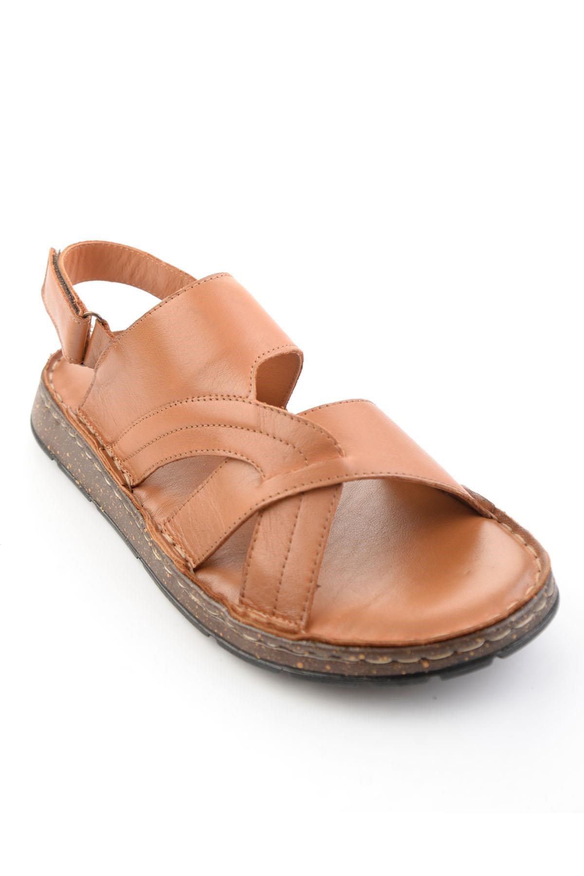 Taba Hakiki Deri Erkek Sandalet E05433011903