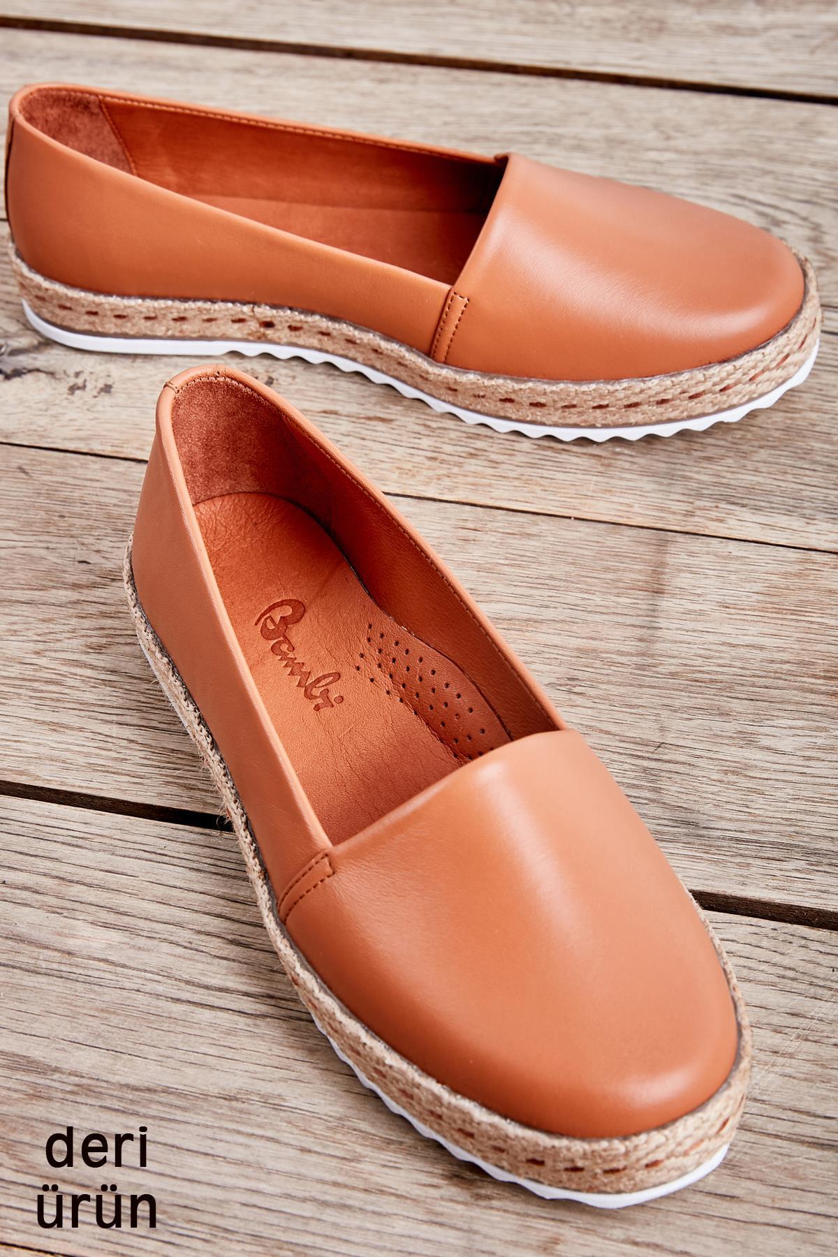 Taba Hakiki Deri Kadın Espadril K01802021803
