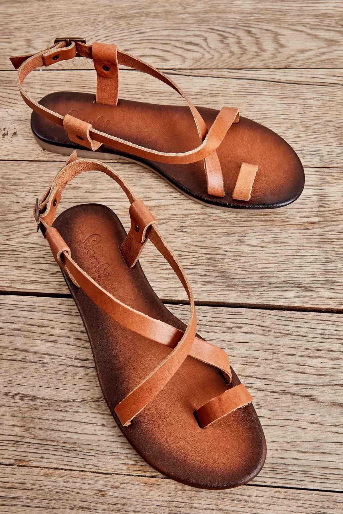 Taba Hakiki Deri Kadın Sandalet K05685162103