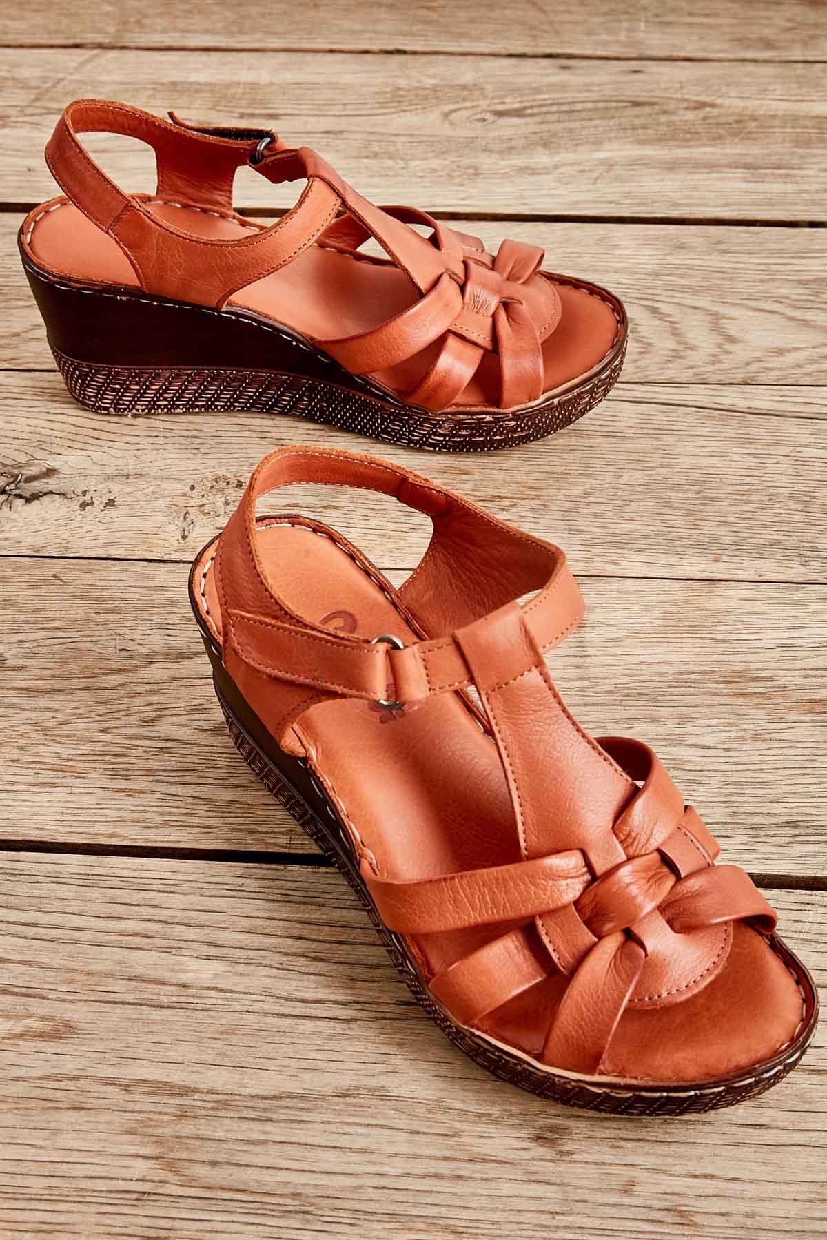 Taba Hakiki Deri Kadın Sandalet K05809108003