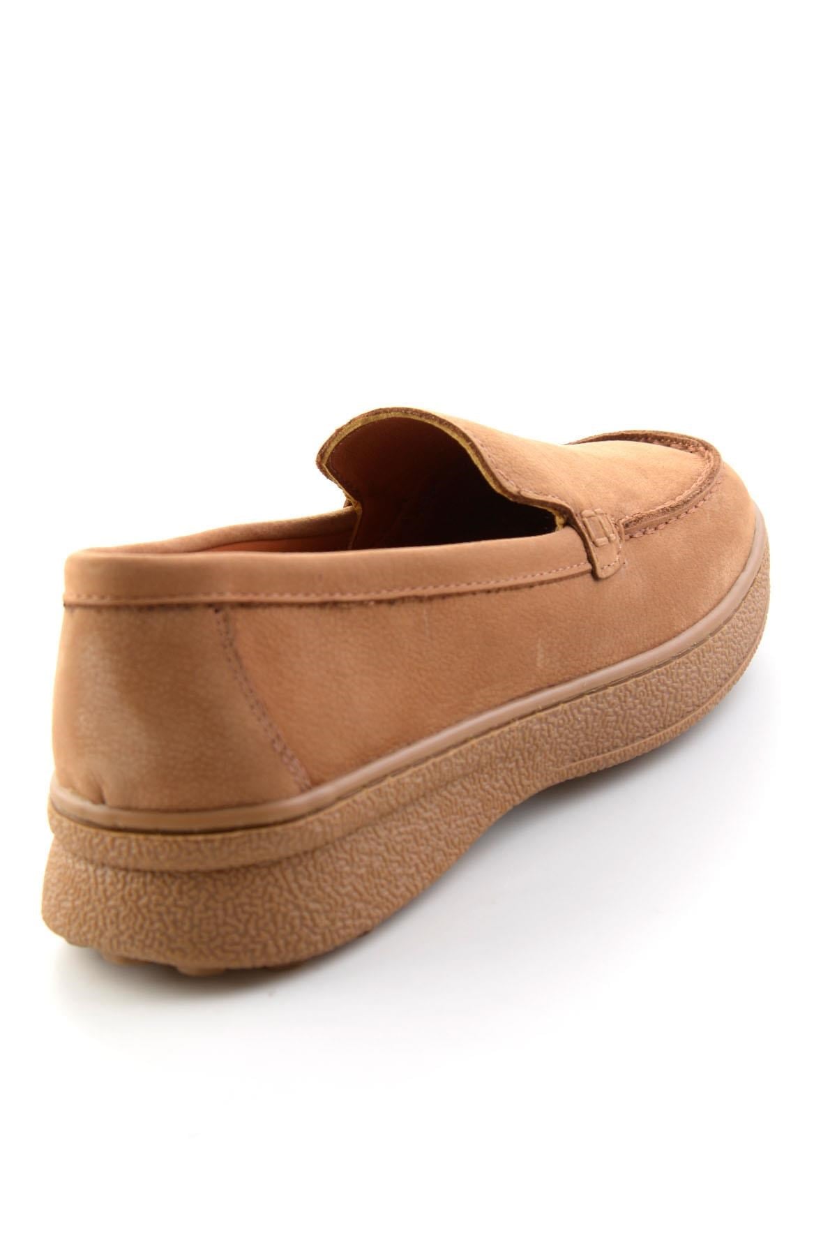 Taba Nubuk Hakiki Deri Kadın Loafer Ayakkabı K01007979401