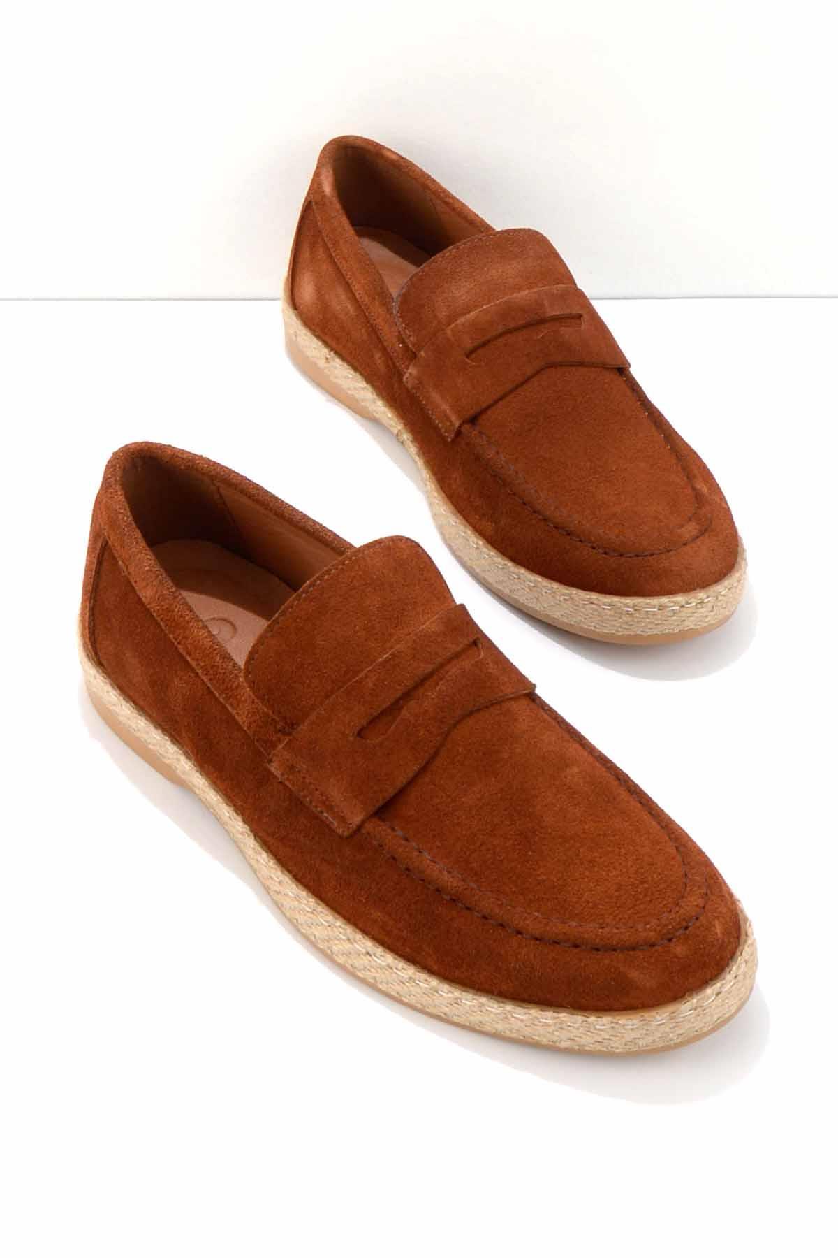 Taba Süet Hakiki Deri Erkek Loafer Ayakkabı E01902459802