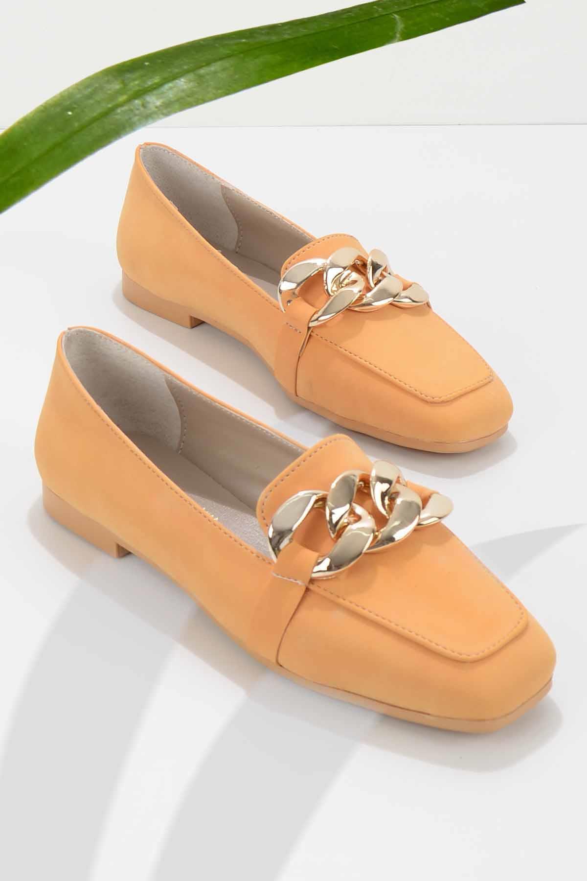 Turuncu Nubuk  Kadın Loafer Ayakkabı K01641165901