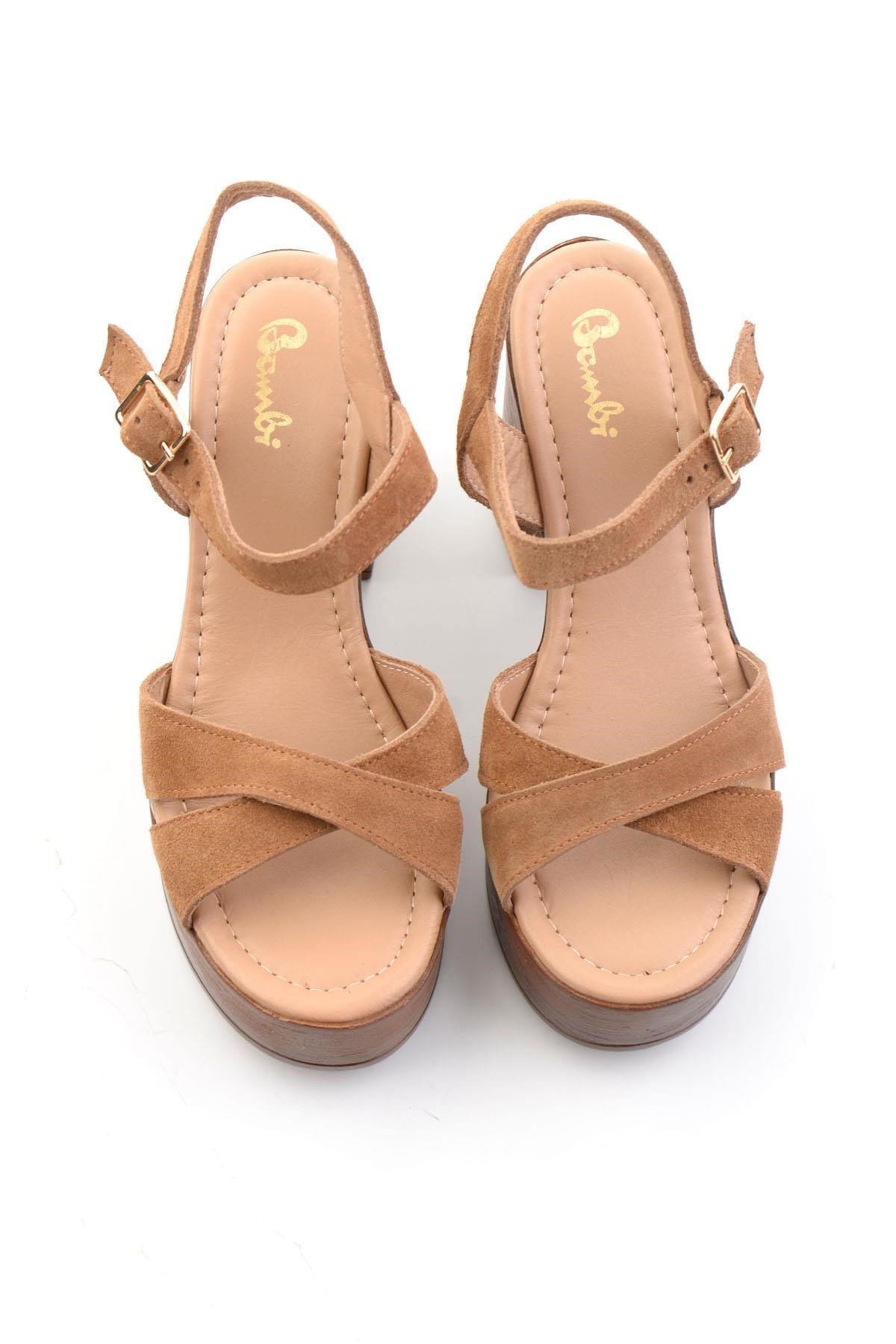 Tütün Hakiki Deri Kadın Sandalet K05692202902
