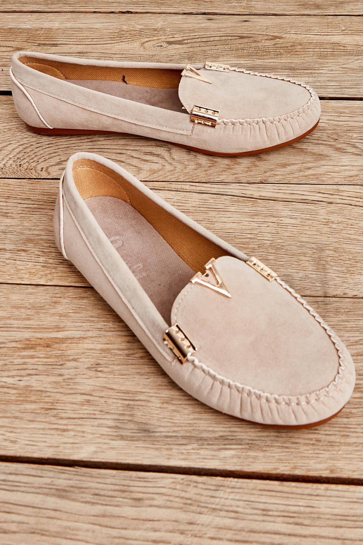 Vizon Süet  Kadın Loafer Ayakkabı K01542055572
