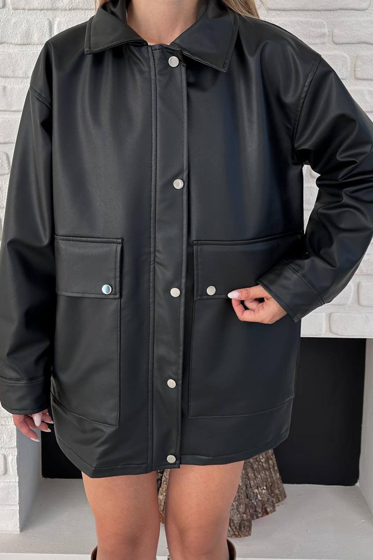  DERİ MONT SİYAHHM1324