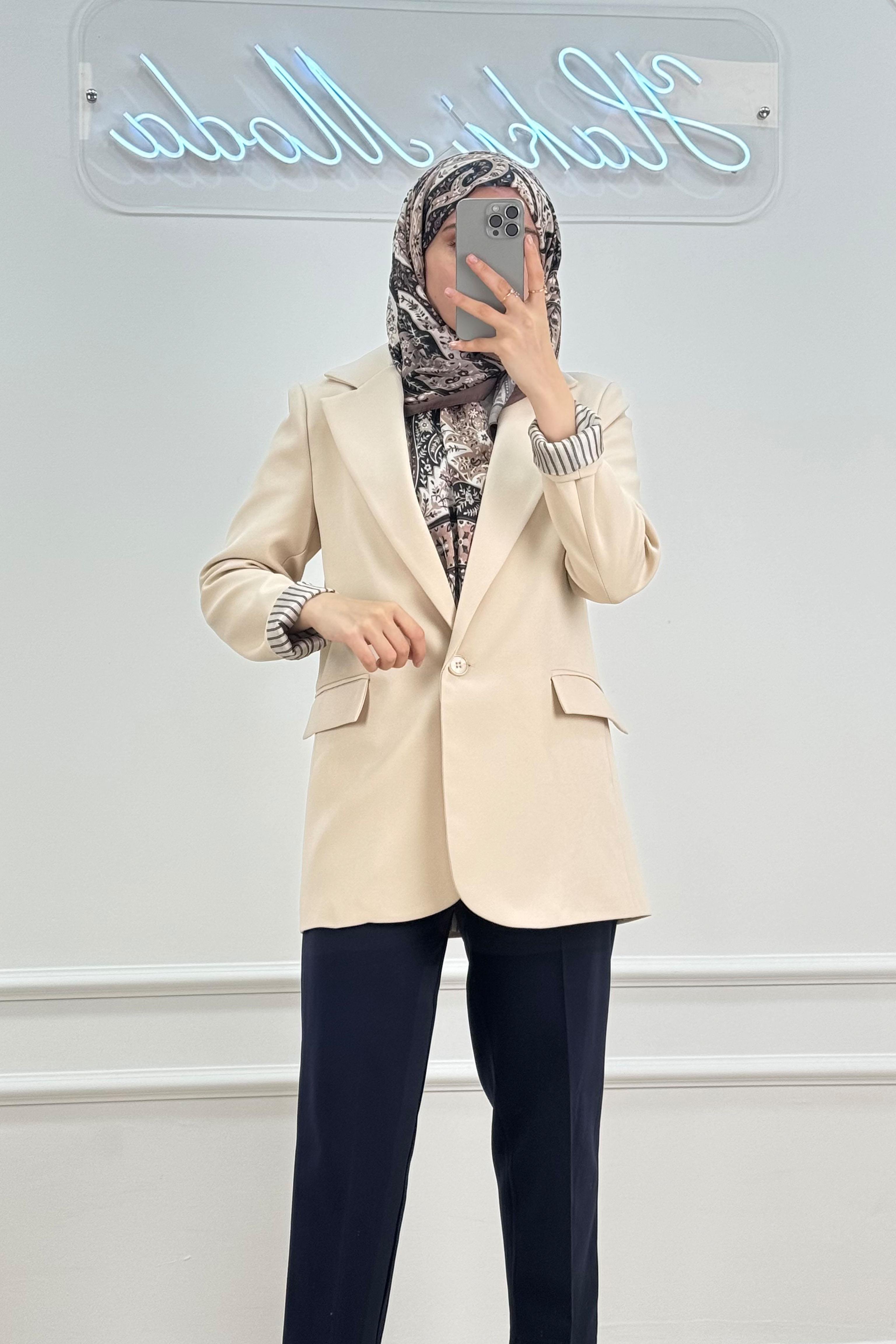 Astarı Çizgili Taş CeketHM1323