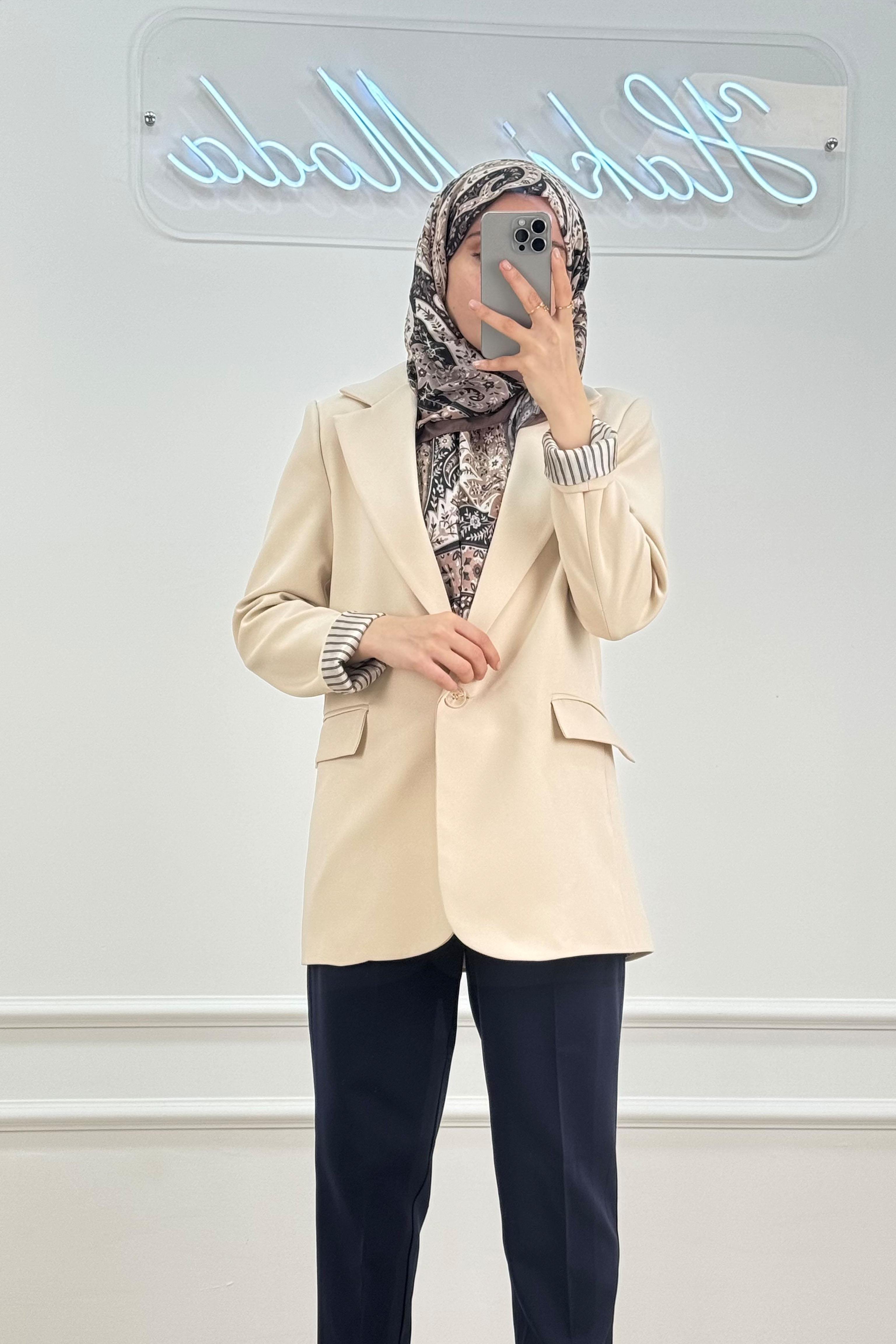 Astarı Çizgili Taş CeketHM1323