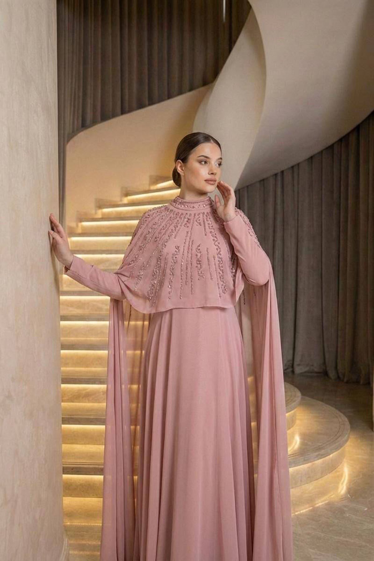 Elmina Şifon Abiye PudraLP6295-2