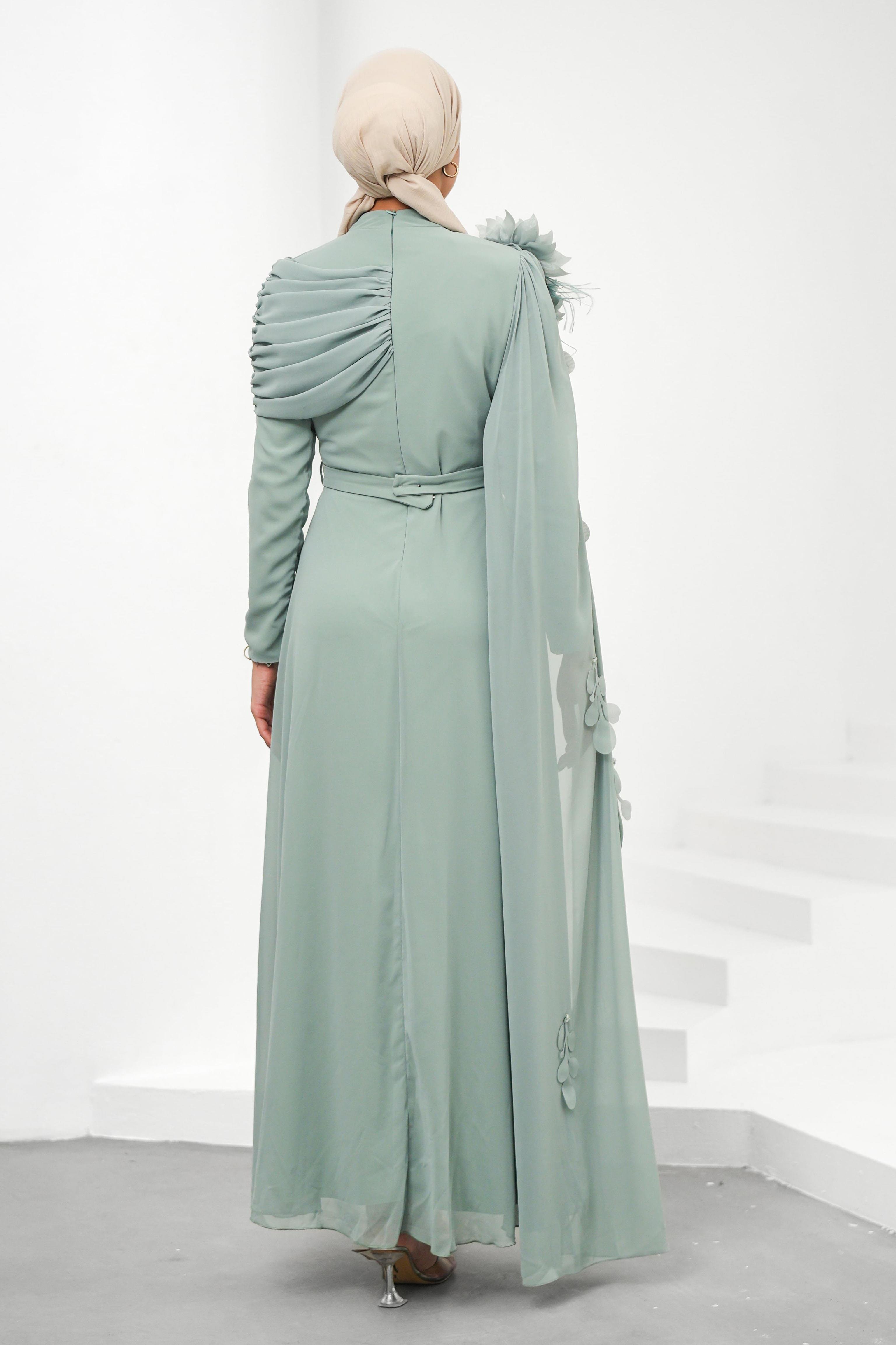 Gülce Şifon Mint Tesettür AbiyeLP6329