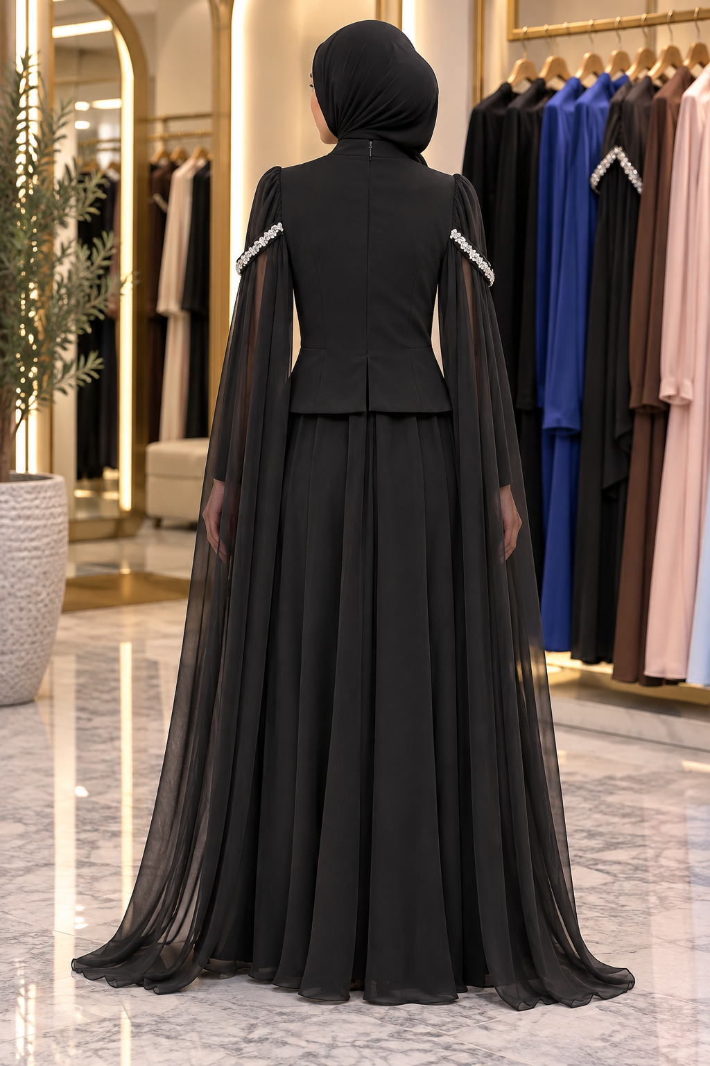 Hakimoda Kadın Arnella Adriana Siyah AbiyeLP8013