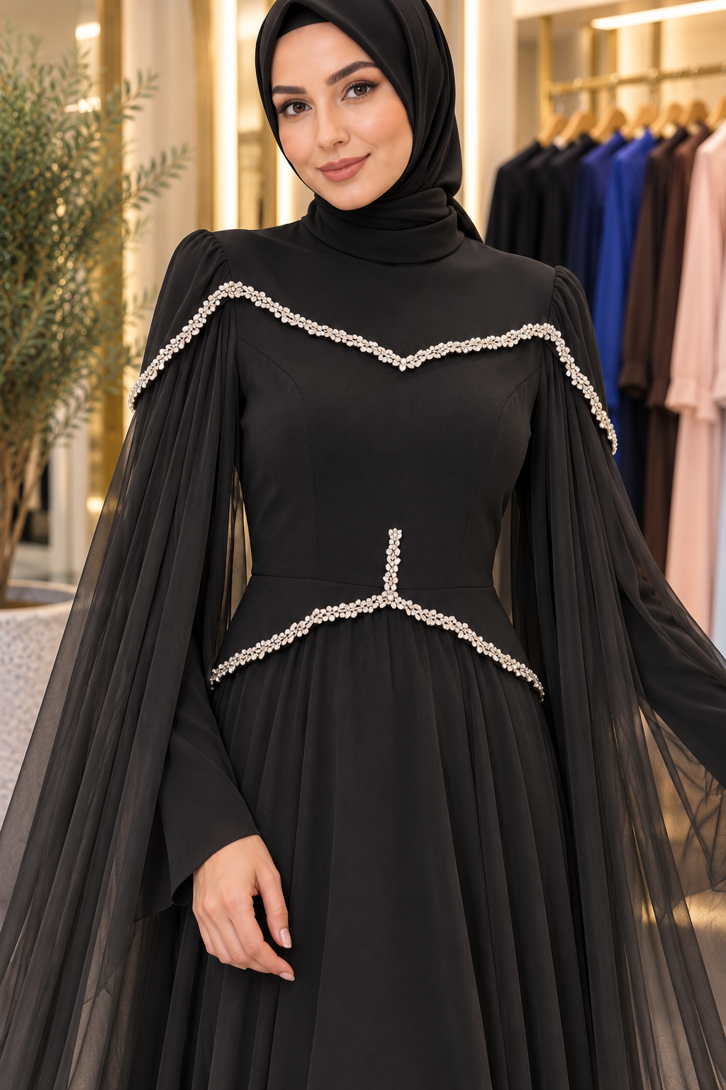 Hakimoda Kadın Arnella Adriana Siyah AbiyeLP8013