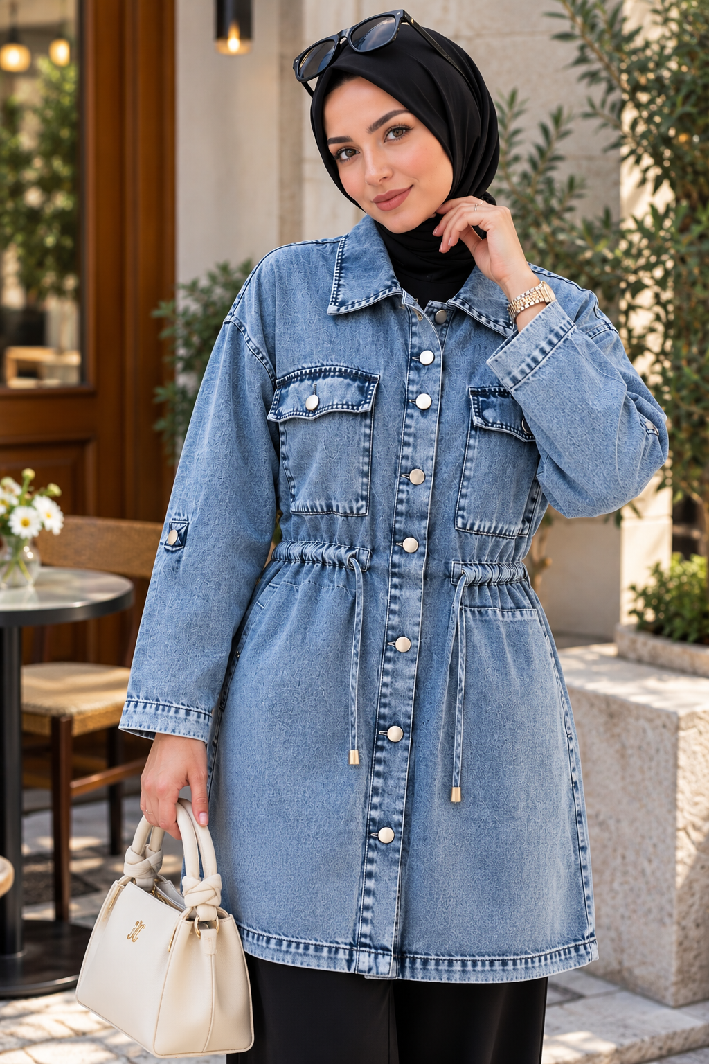 Hakimoda Kadın Dğümeli Kot TunikMG7580