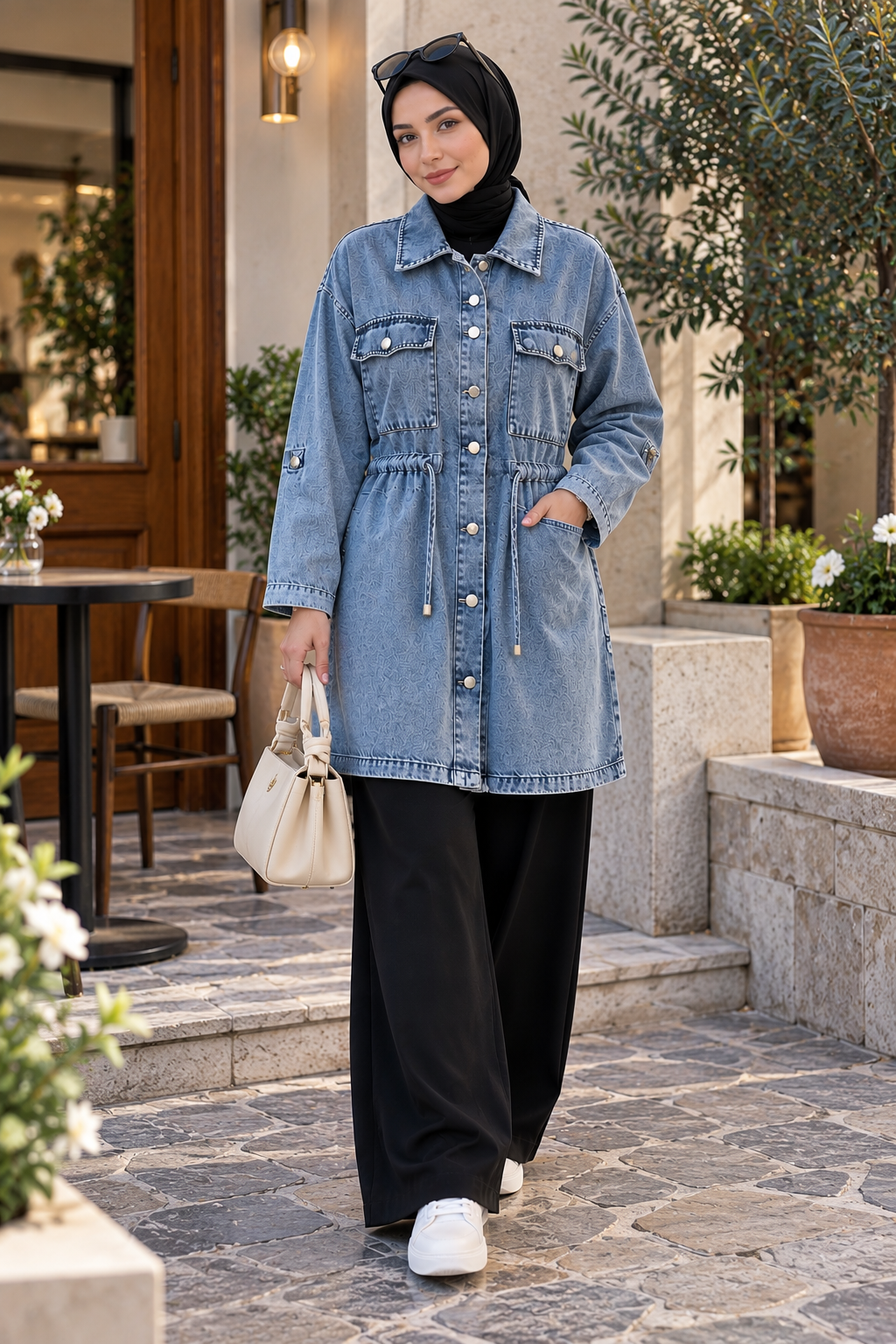 Hakimoda Kadın Dğümeli Kot TunikMG7580