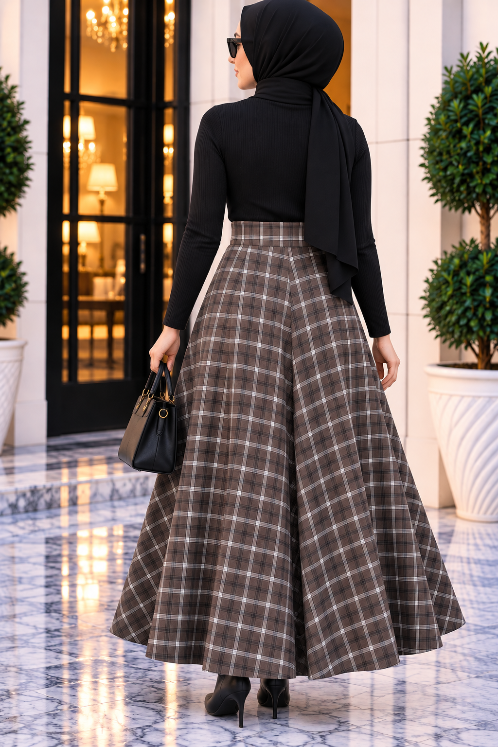 Hakimoda Kadın Ekose Kahve EtekMN1179