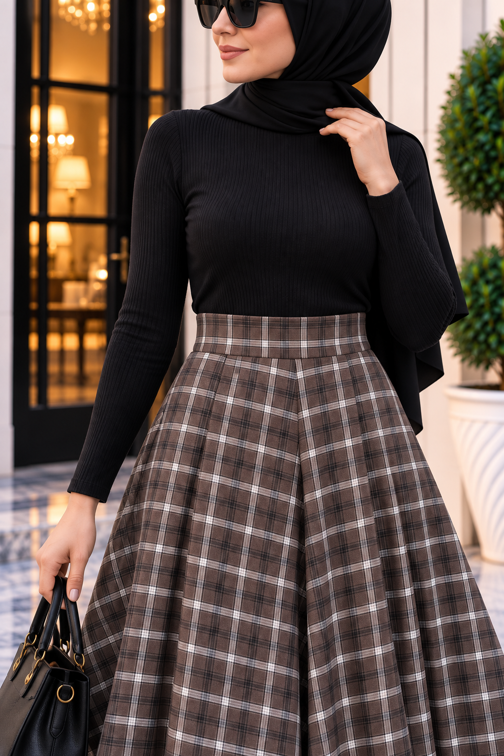 Hakimoda Kadın Ekose Kahve EtekMN1179