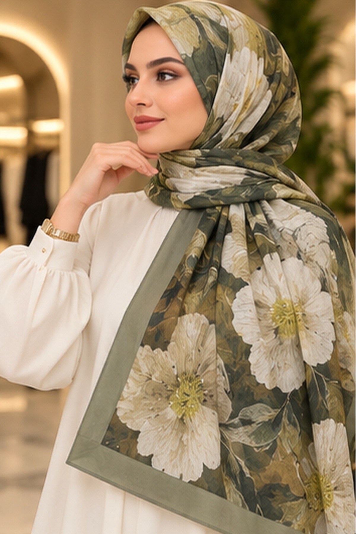 Hakimoda Kadın Haki Bambu ŞalHM044