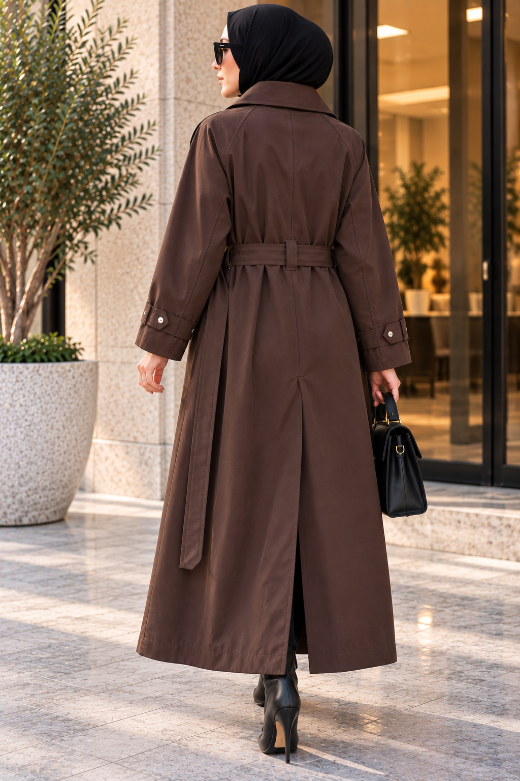 Hakimoda Kadın Huni Yaka Kahverengi TrençkotRM1229