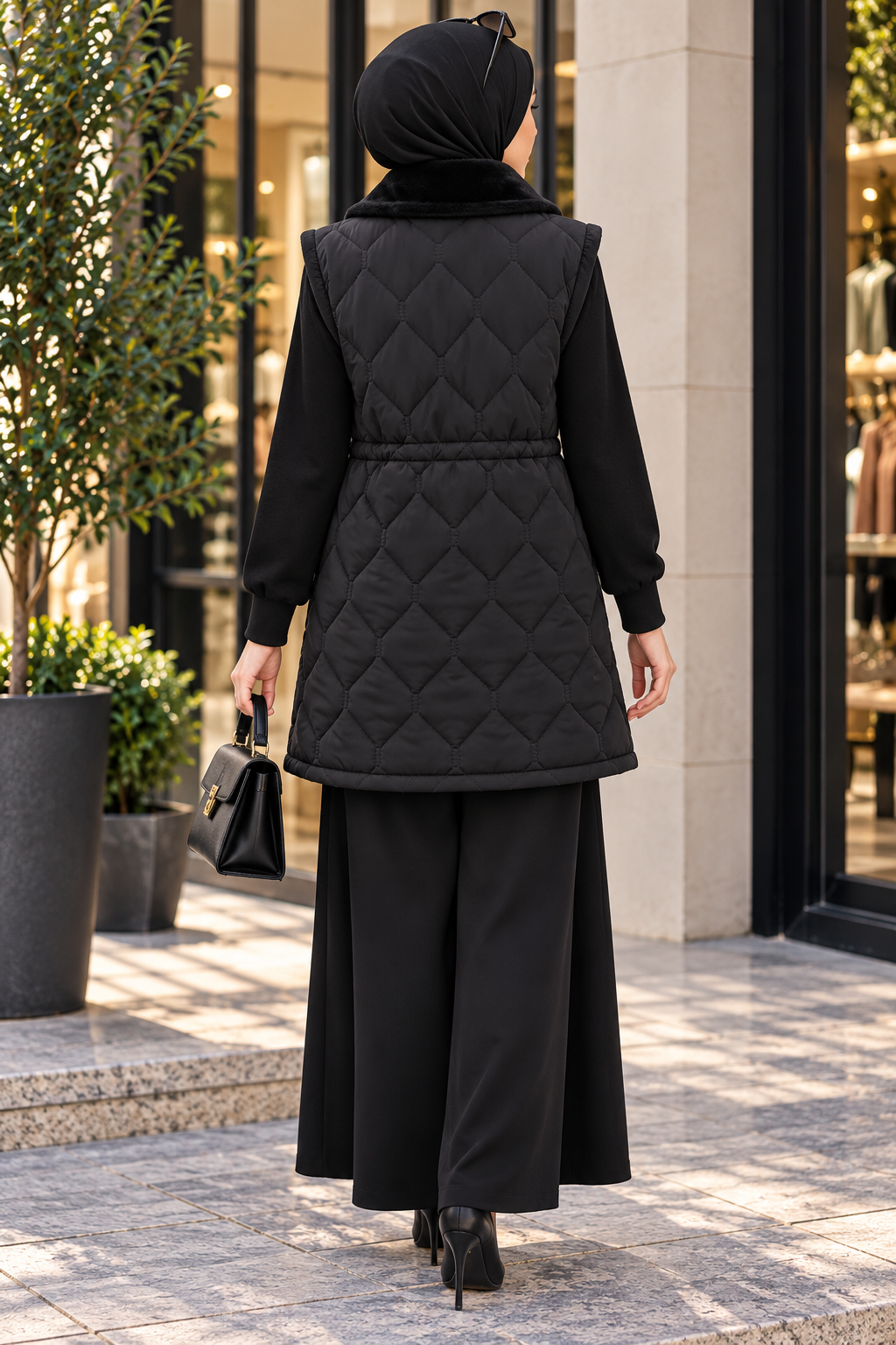 Hakimoda Kadın Kaşe Detay Siyah YelekLS5922